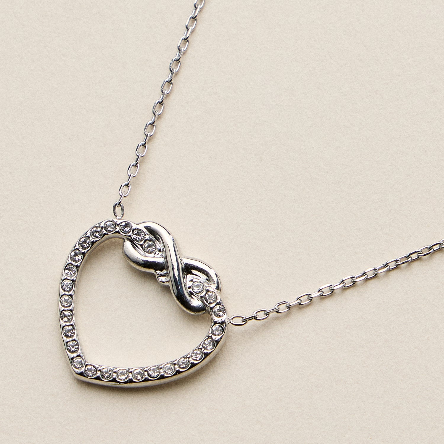 Stainless Steel Pave Heart Pendant Necklace