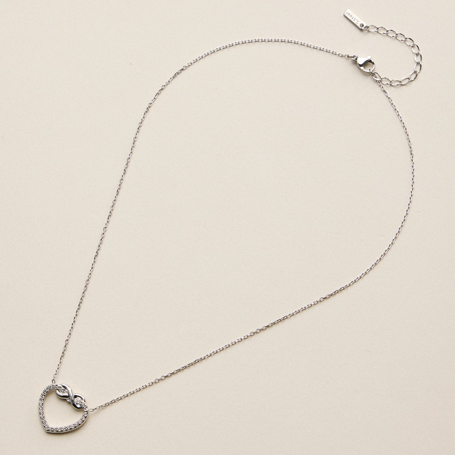 Stainless Steel Pave Heart Pendant Necklace