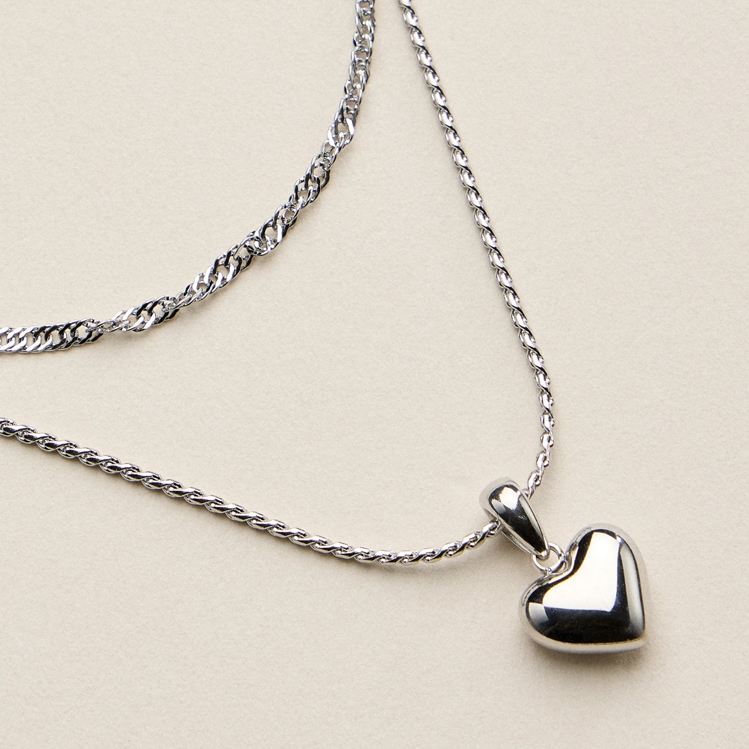 Stainless Steel Polished Heart Pendant Necklace