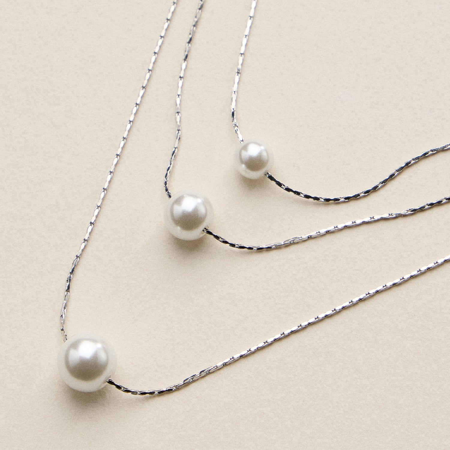 Stainless Steel Pearl Station Necklace