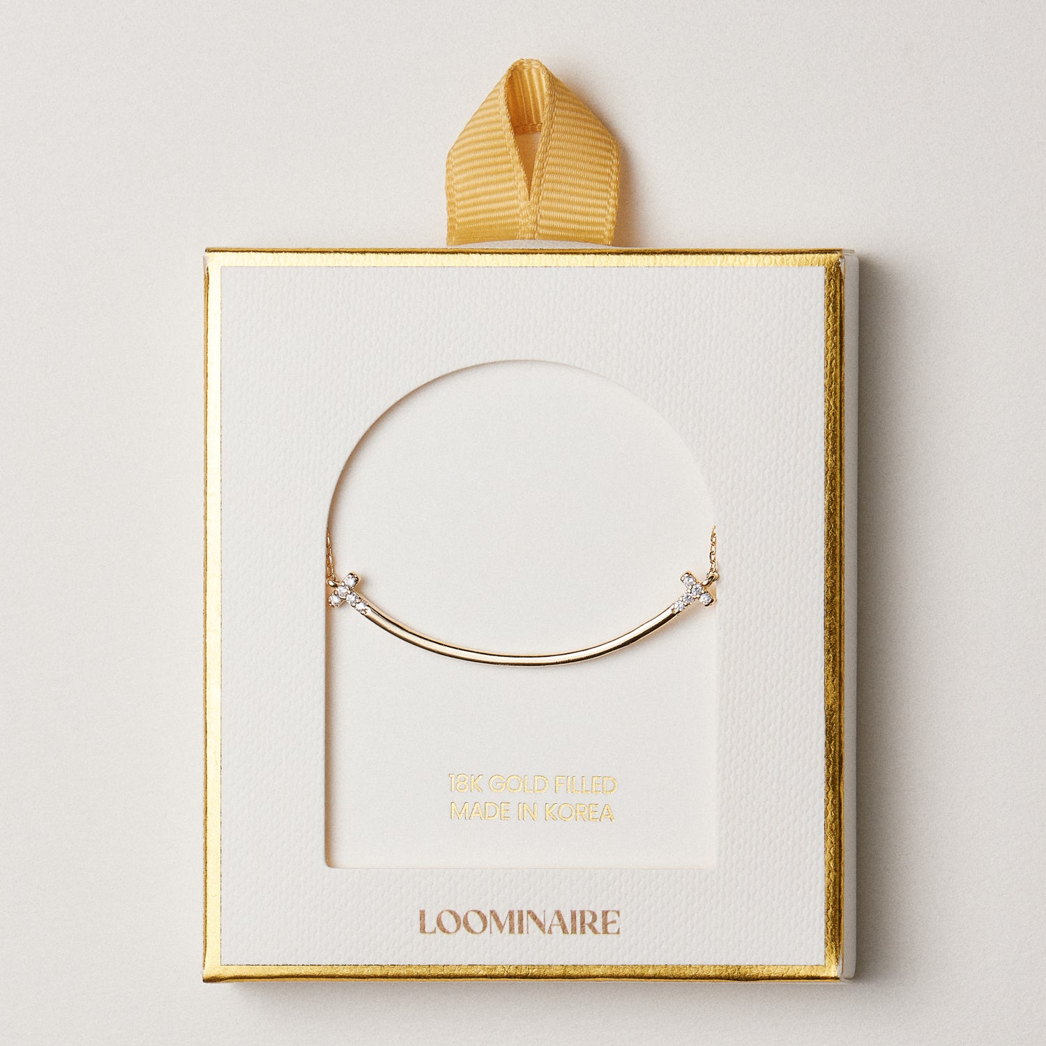 Gold Filled Curved Bar Cross Necklace | Dainty
