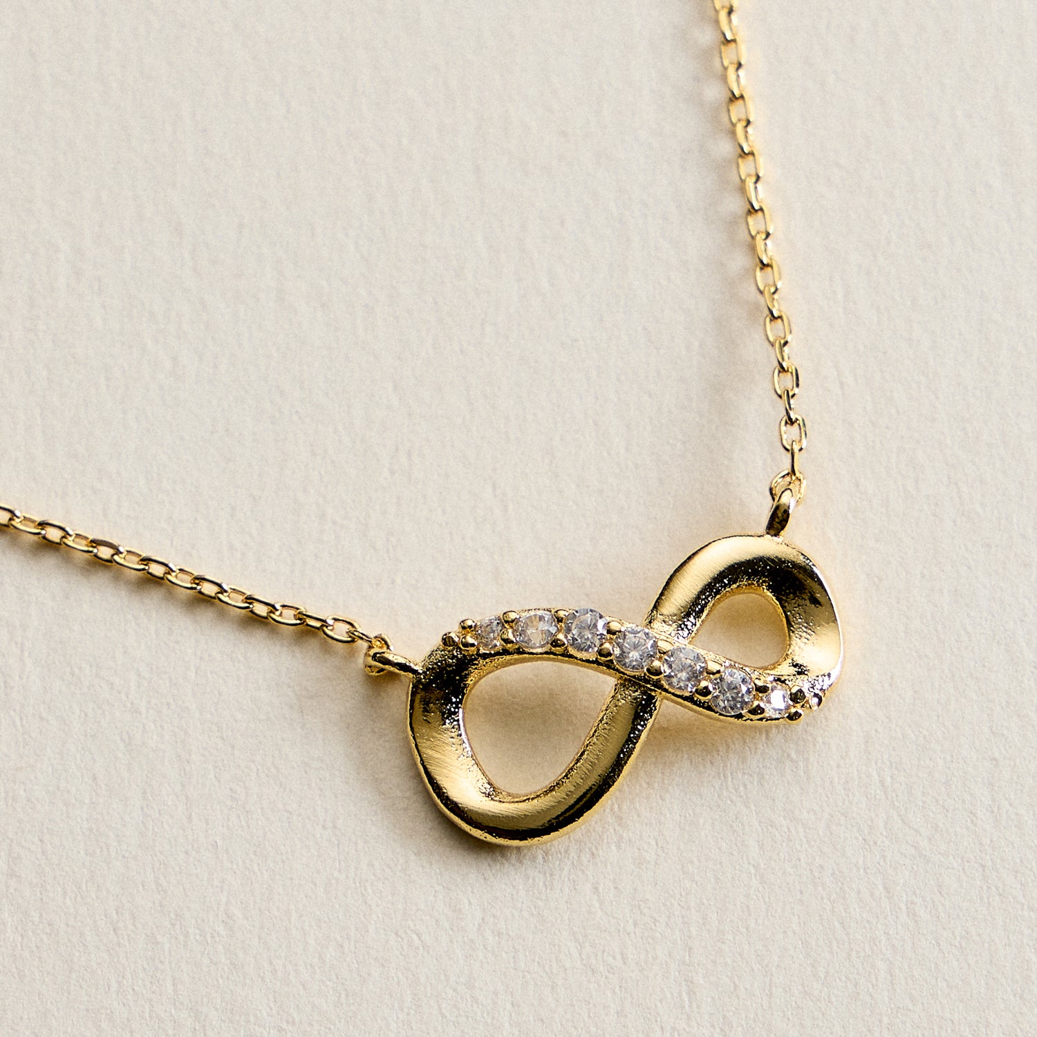 Gold Filled CZ Infinity Necklace – Dainty Adjustable Infinity Pendant Necklace Mae in Korea