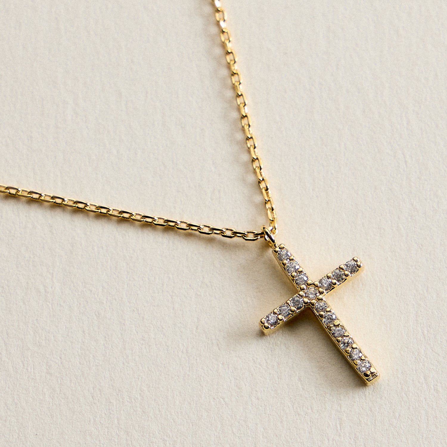 18K Gold Filled CZ Cross Necklace | Dainty Pave Cross Pendant Necklace Made In Korea