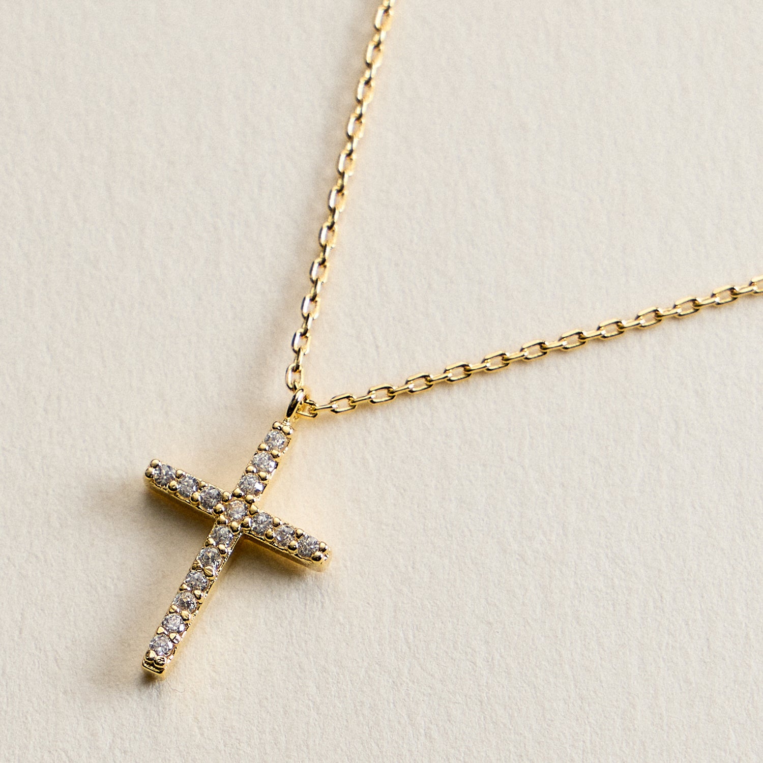 Gold Filled CZ Cross Necklace – Dainty Pave Cross Pendant Necklace Made In Korea
