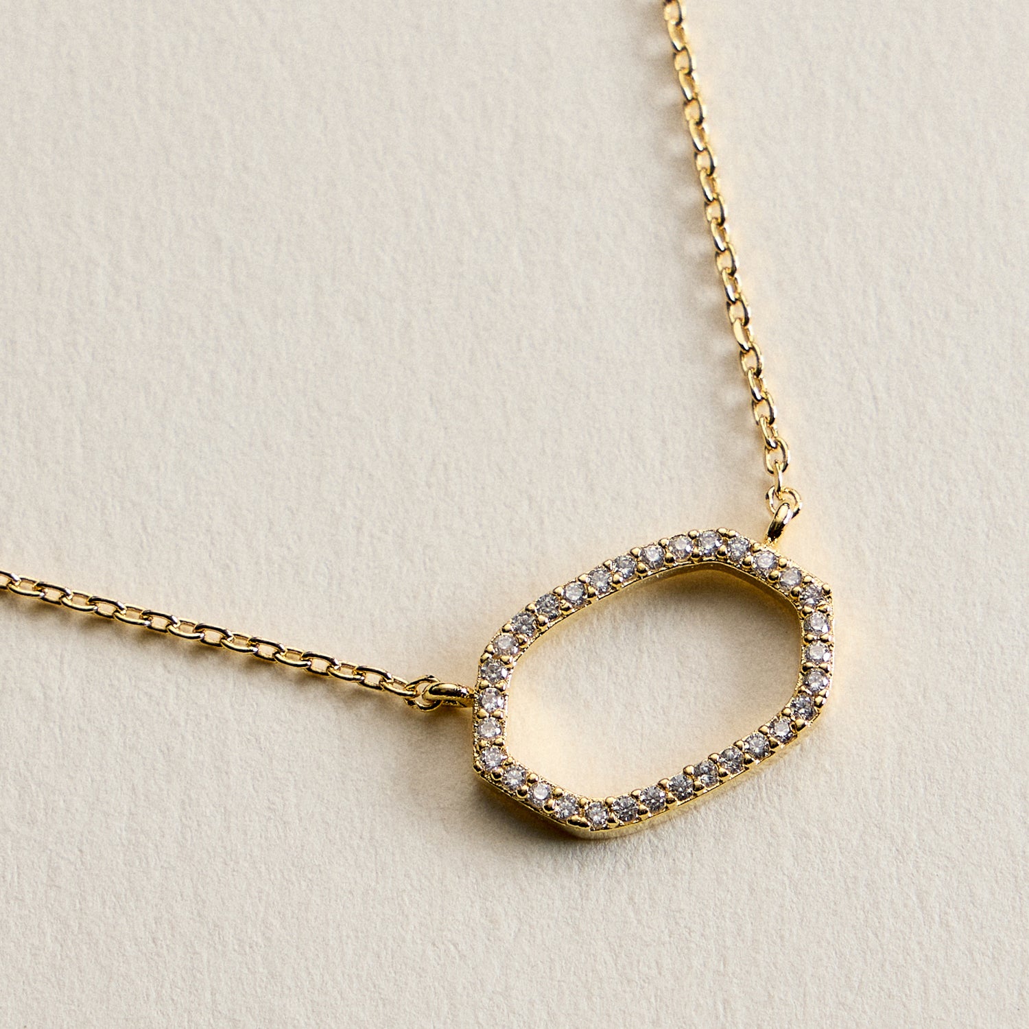 Gold Filled CZ Oval Pendant Necklace – Dainty Pave Oval Necklace Made In Korea