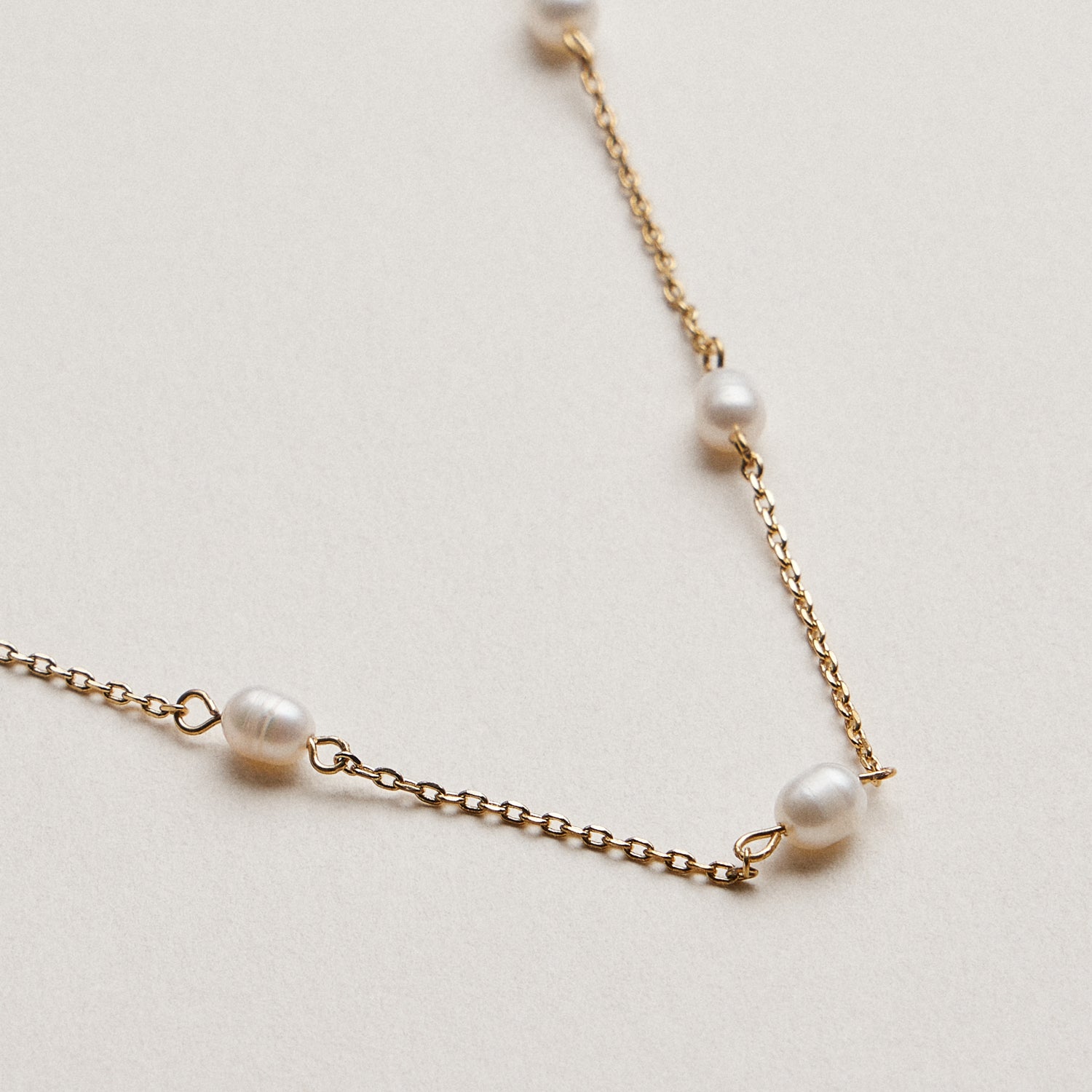 Sienna Pearl Station Necklace | Gold Dipped with Freshwater Pearls Jewelry