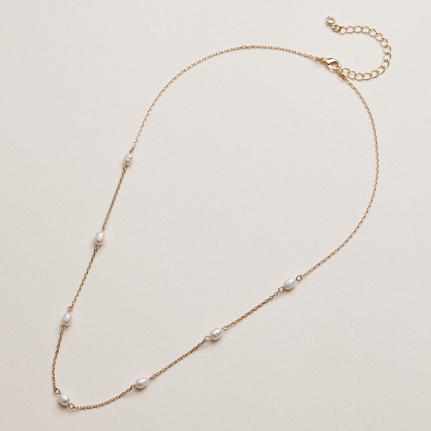 Sienna Pearl Station Necklace | Gold Dipped with Freshwater Pearls Jewelry