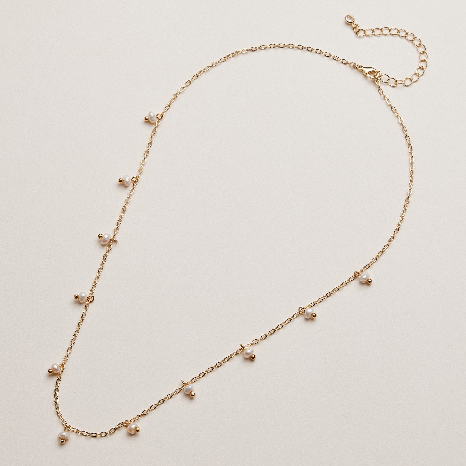 Golden Dew Pearl Dangle Necklace with fresh water pearls | Pearl & Crystal Jewelry