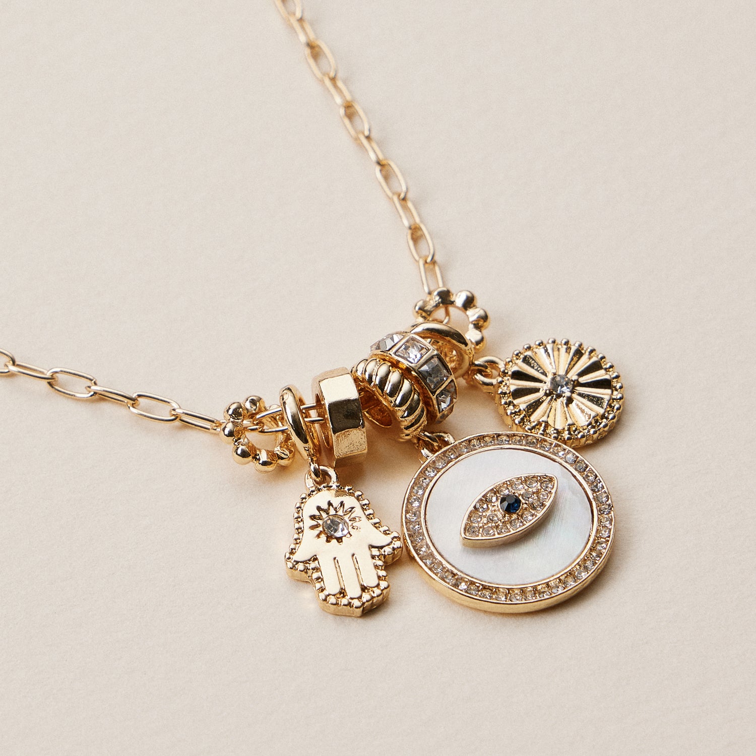 Gold Dipped Symbolic Multi Charm Necklace Collection