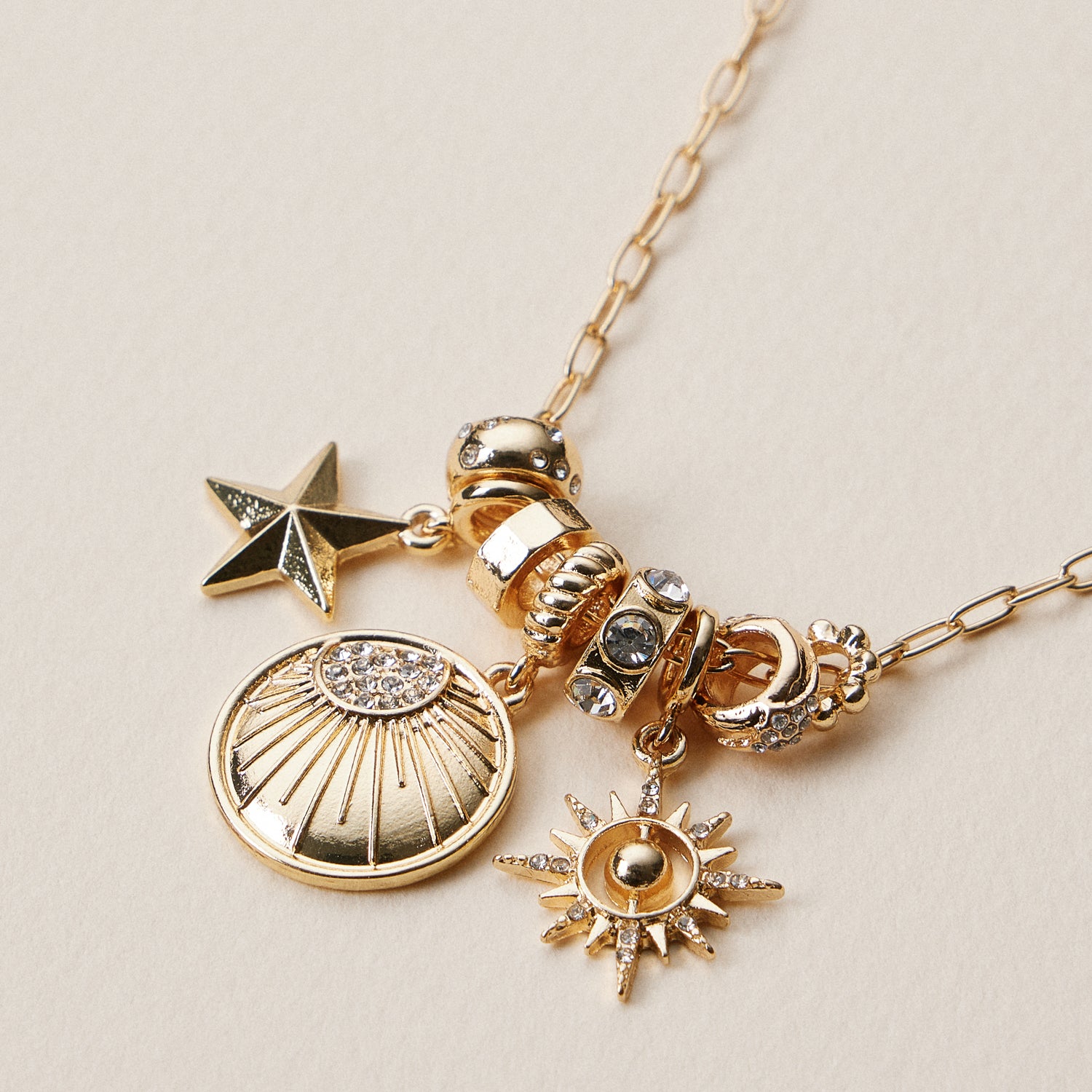 Gold Dipped Symbolic Multi Charm Necklace Collection