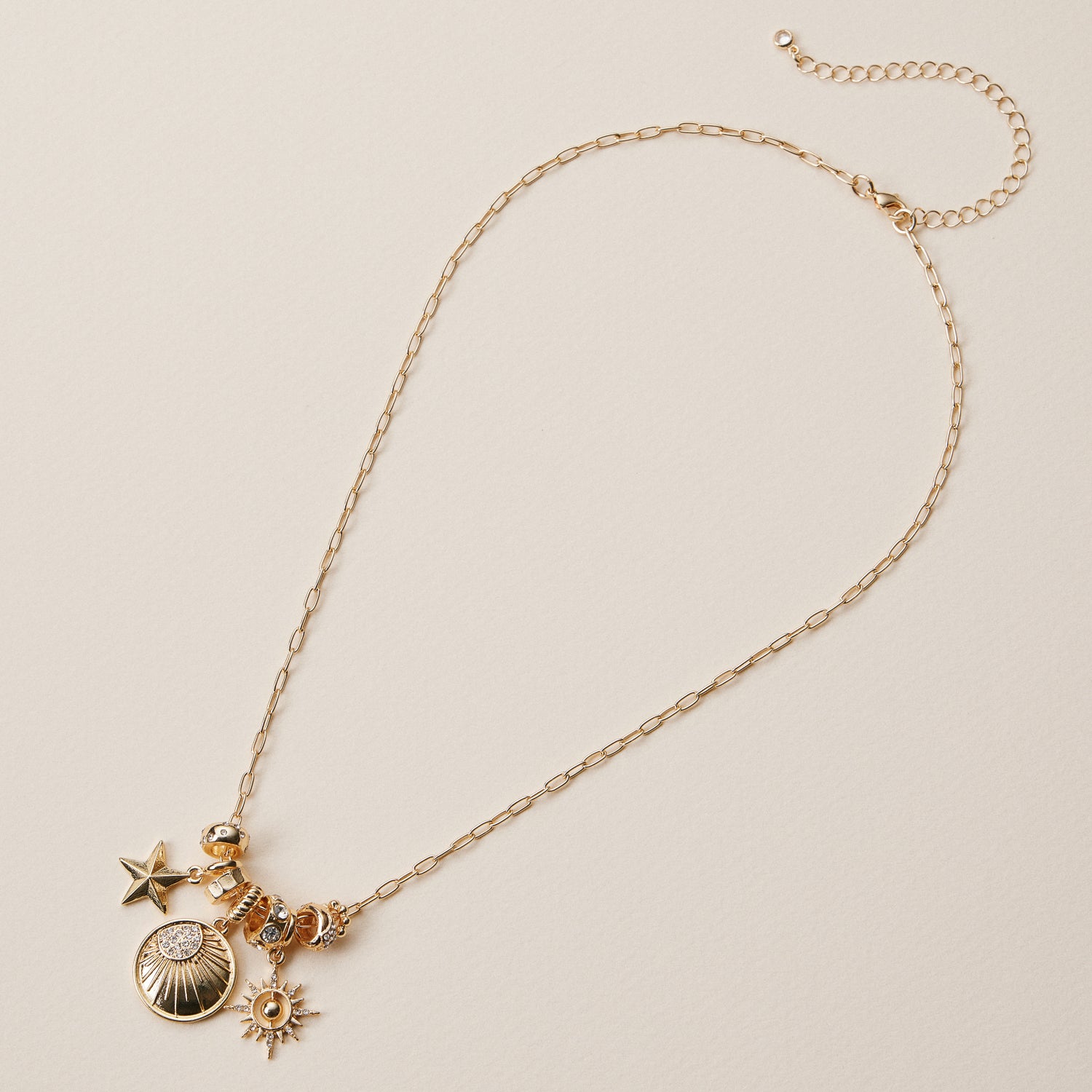 Gold Dipped Symbolic Multi Charm Necklace Collection