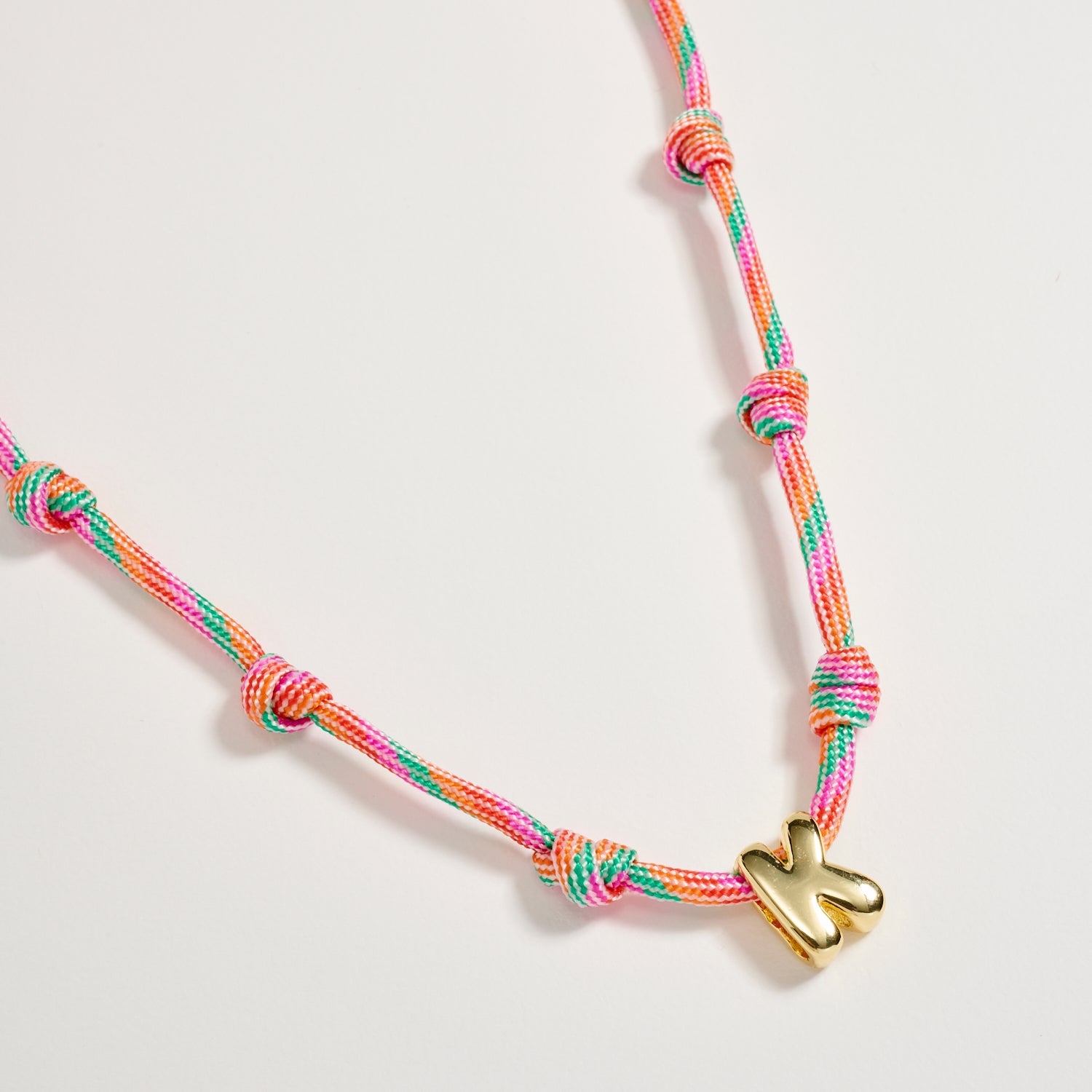 Colorful Cord Initial Necklace – Gold Letter Charm