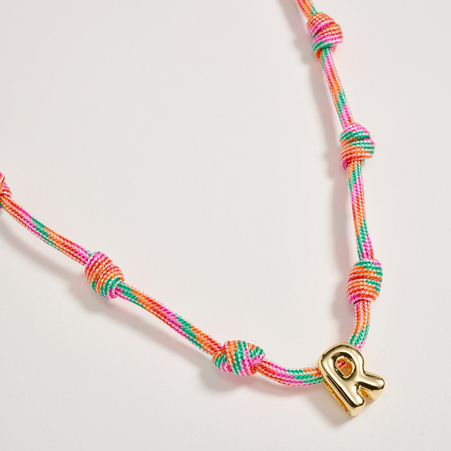 Colorful Knotted Cord Initial Necklace – Gold Letter Charm Adjustable Friendship Necklace - Frem