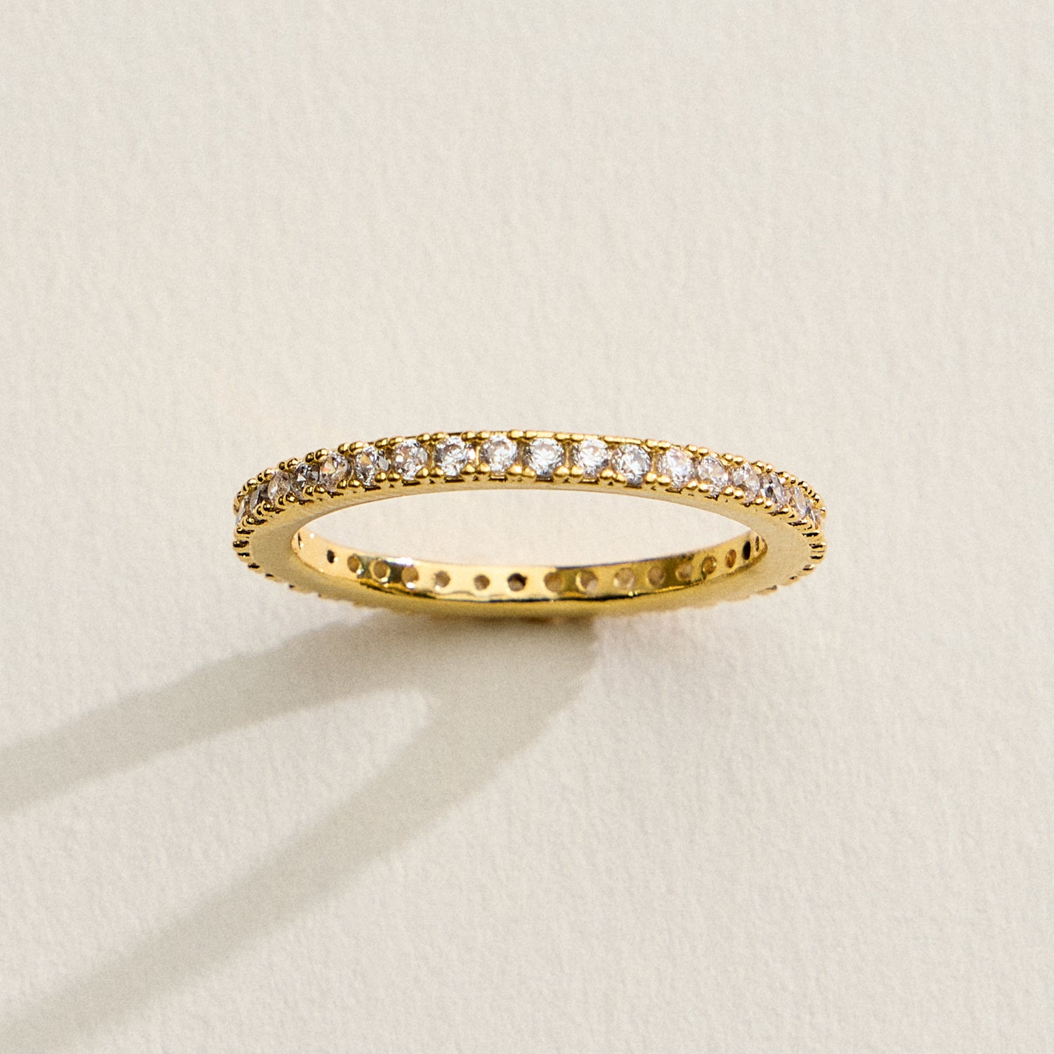18K Gold Filled CZ Eternity Band Look Ring | Dainty Stackable Diamond Look Ring Made in Korea