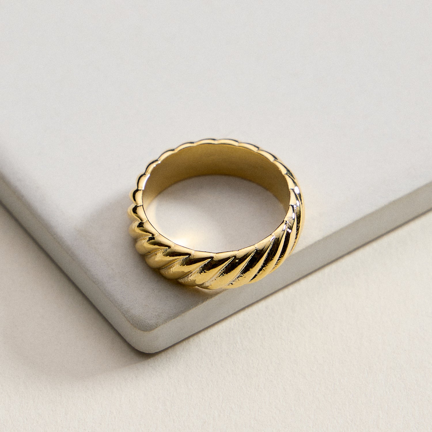 18K Gold Filled Twisted Rope Band Ring | Vintage Textured Statement Ring Made in Korea