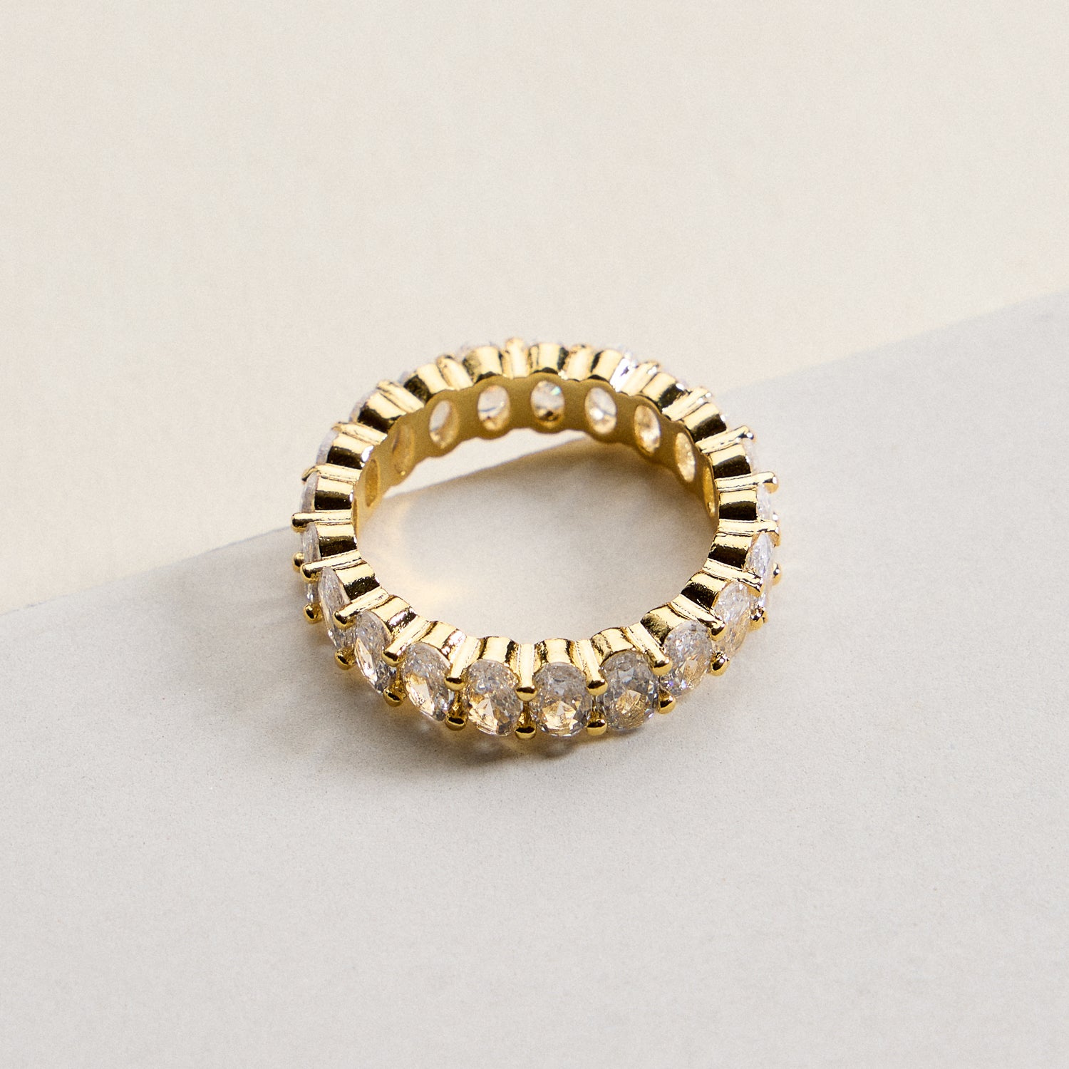 18K Gold Filled Adjustable Ring Gold Filled Oval CZ Eternity Band | Full Eternity Statement Ring – Made in Korea