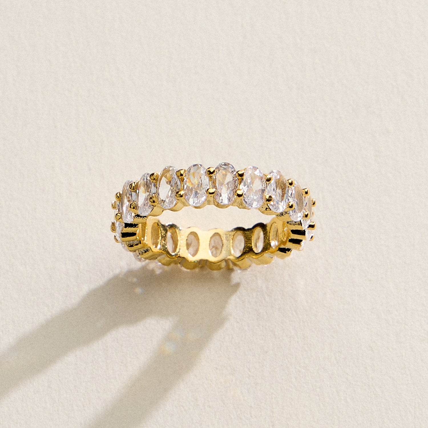 18K Gold Filled Adjustable Ring Gold Filled Oval CZ Eternity Band | Full Eternity Statement Ring – Made in Korea