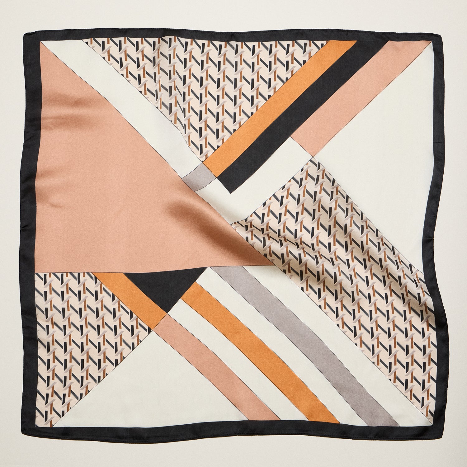 Geometric Square Scarf – Modern Abstract Print with Contrast Border