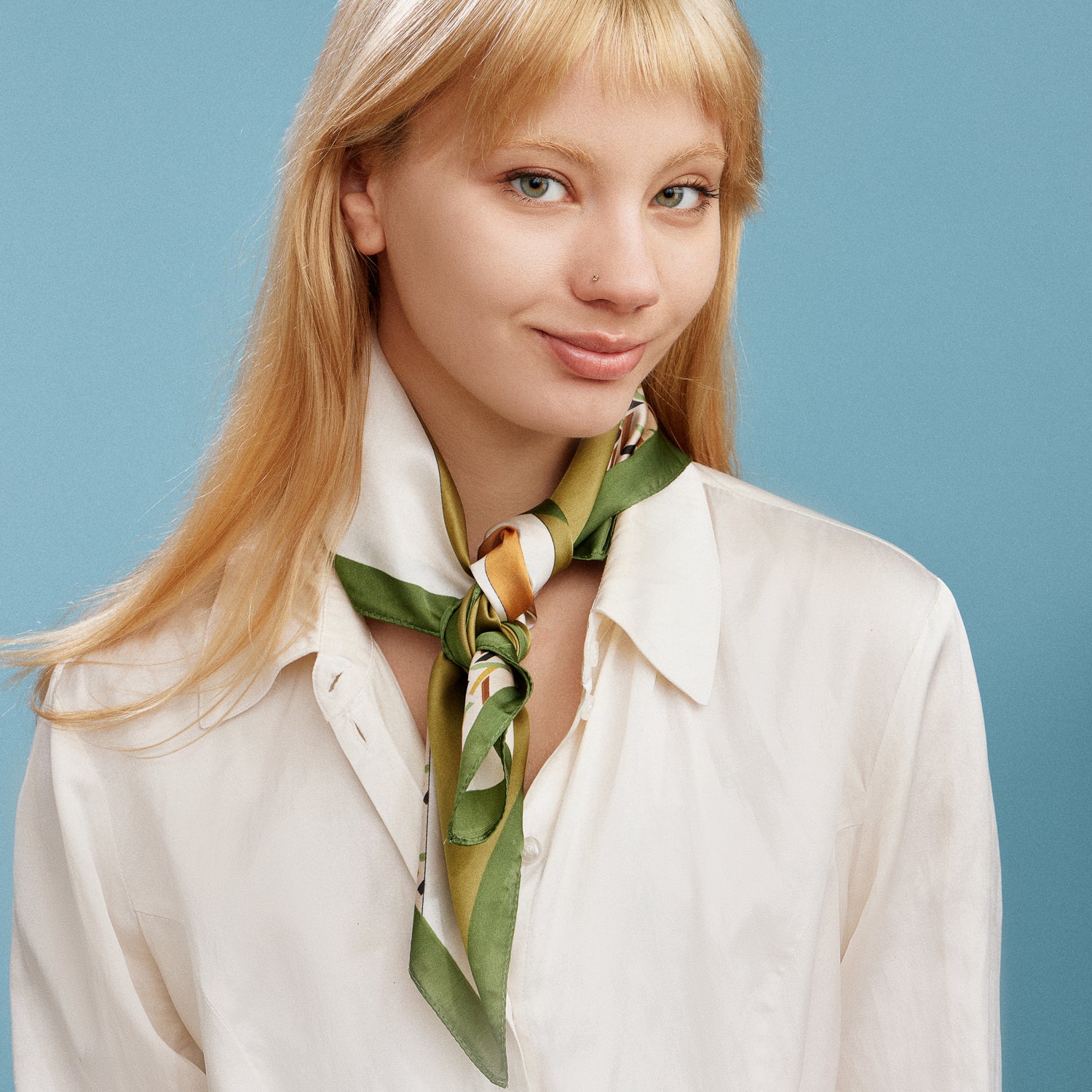 Geometric Square Scarf | Modern Abstract Print with Contrast Border