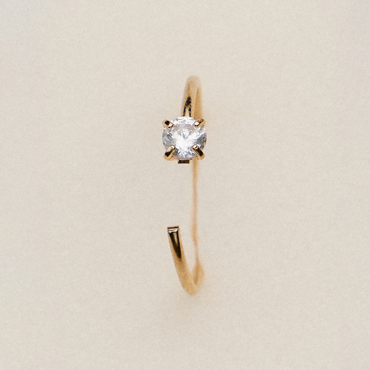 Gold Dipped CZ Solitaire Nose Hoop | Crystal Nose Ring