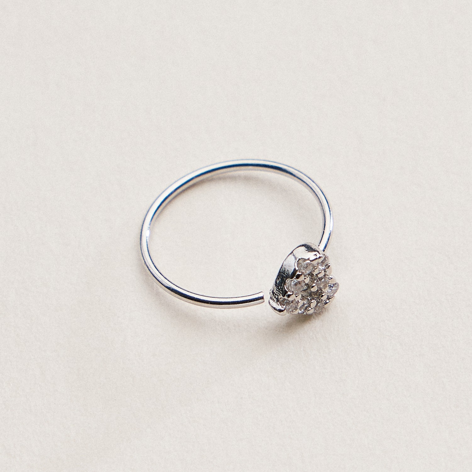 Gold Dipped CZ Heart Nose Hoop | Solitaire Heart Nose Ring