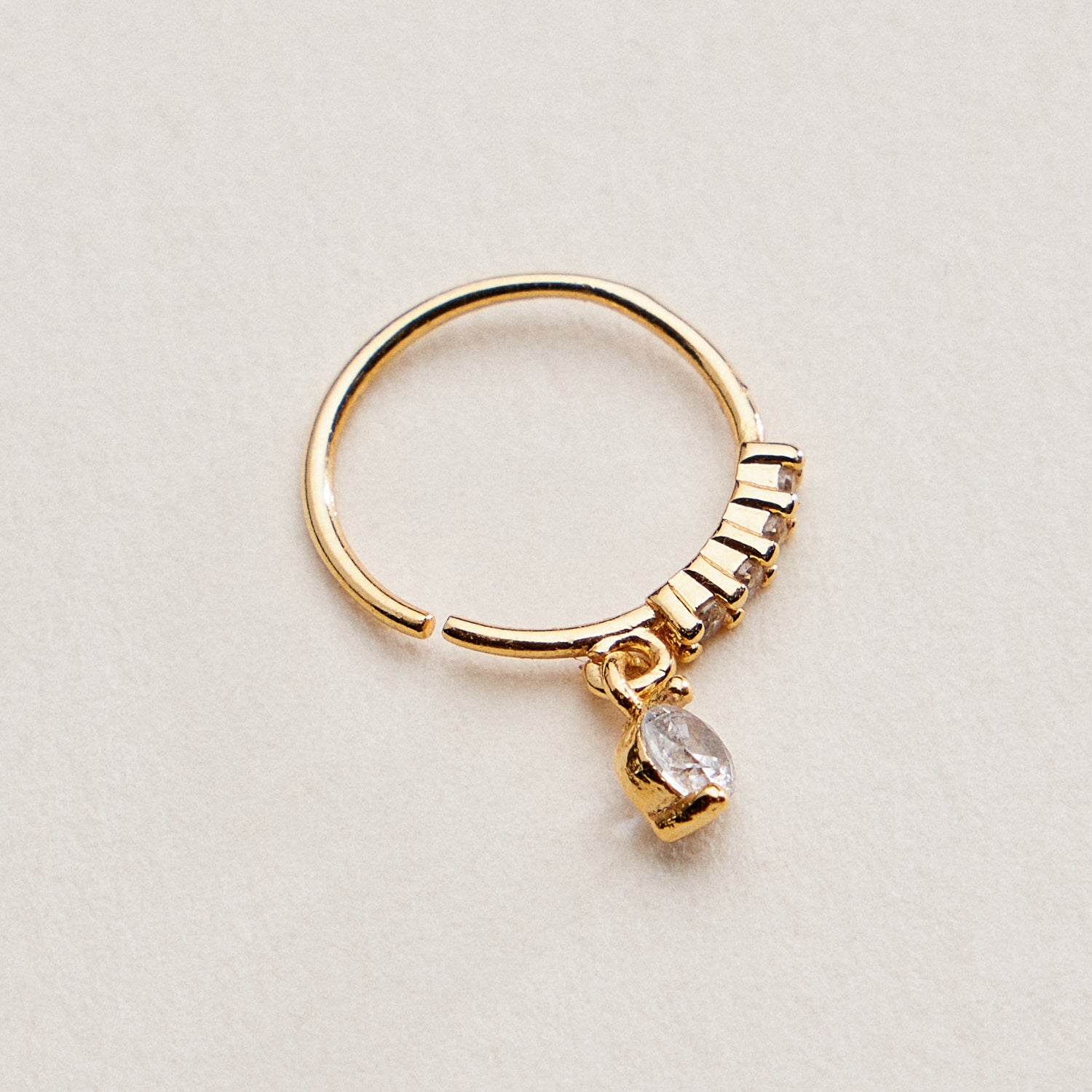 CZ Drop Charm Hinged | Nose Ring