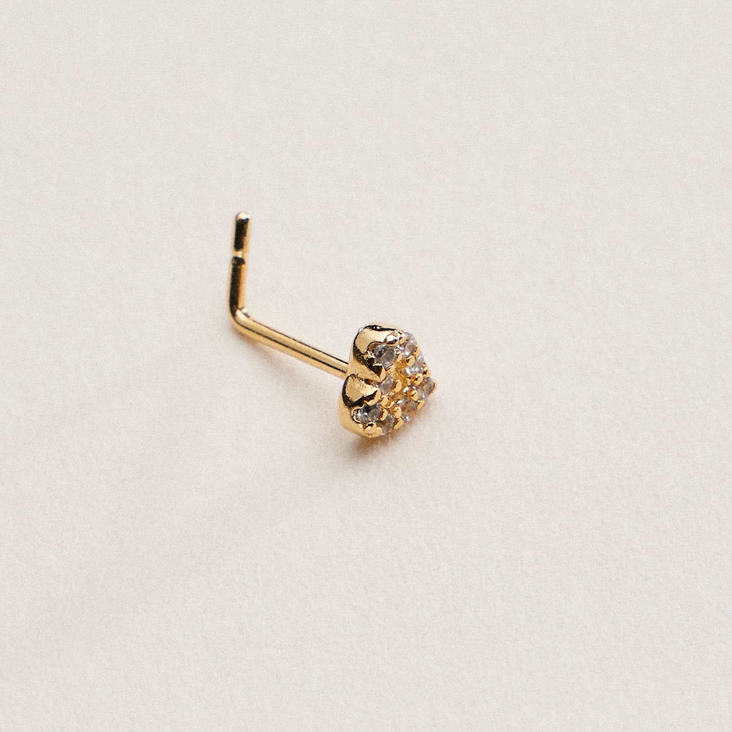 Gold Dipped CZ Heart Nose Stud | Crystal Heart Nose Ring