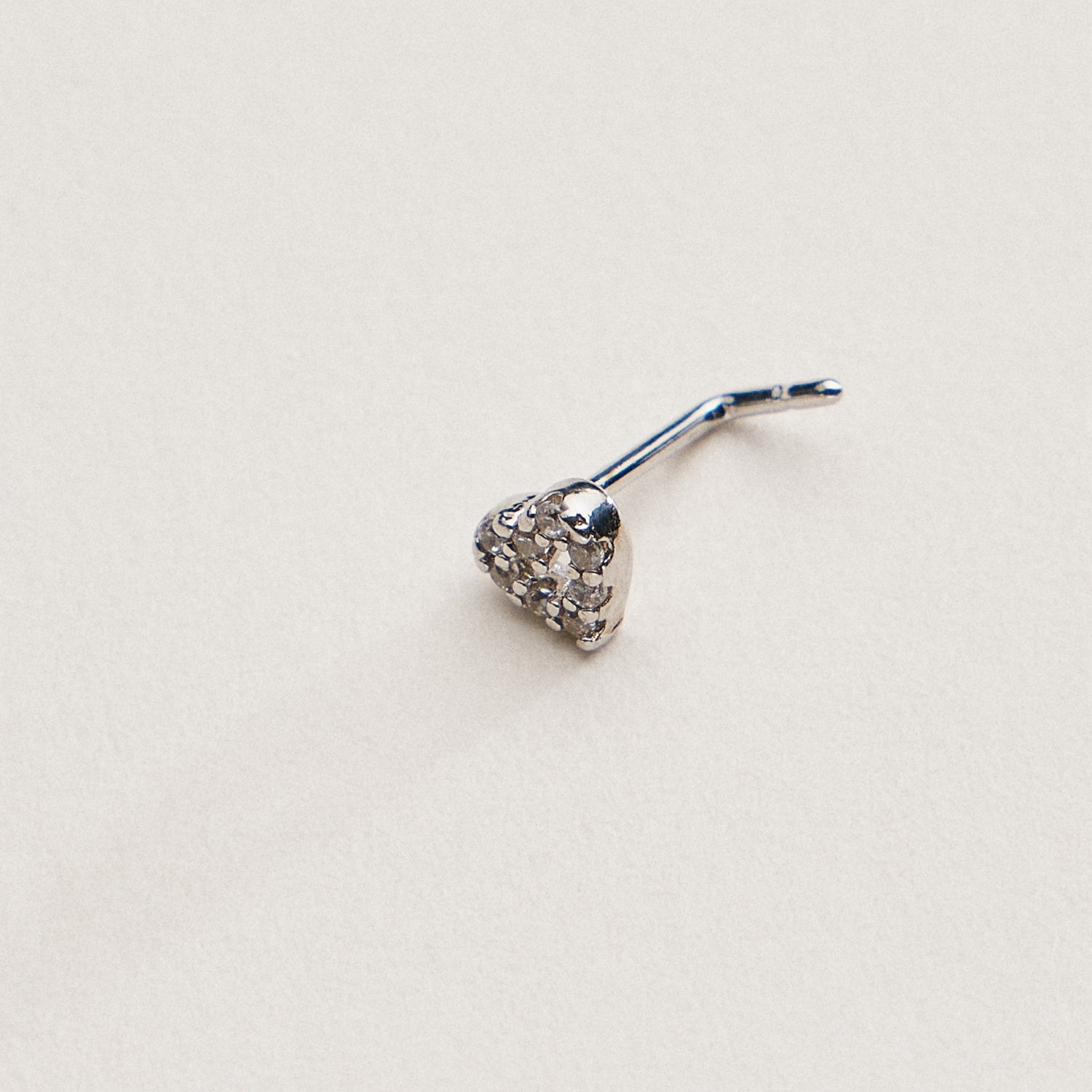 Gold Dipped CZ Heart Nose Stud | Crystal Heart Nose Ring