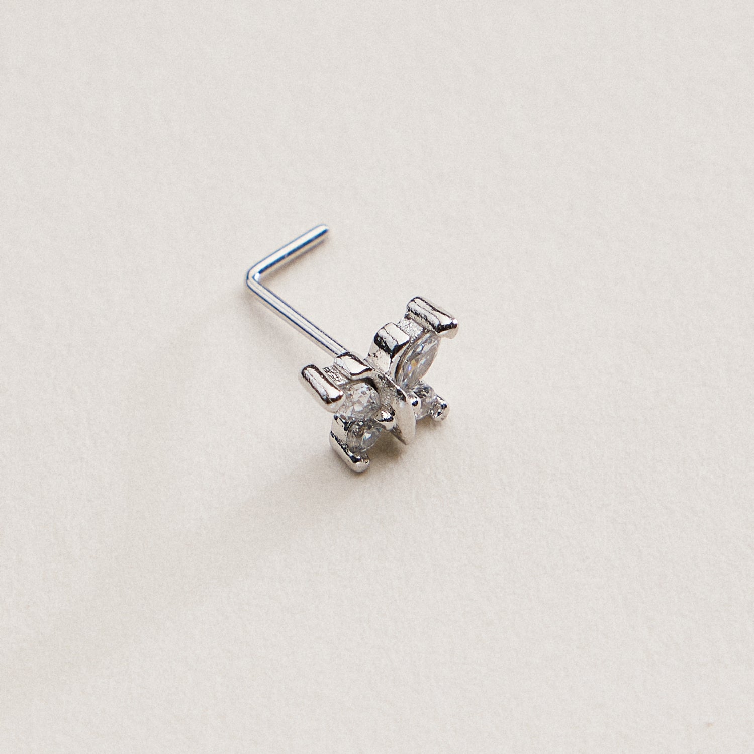 Gold Dipped CZ Butterfly Nose Stud | Crystal Nose Ring