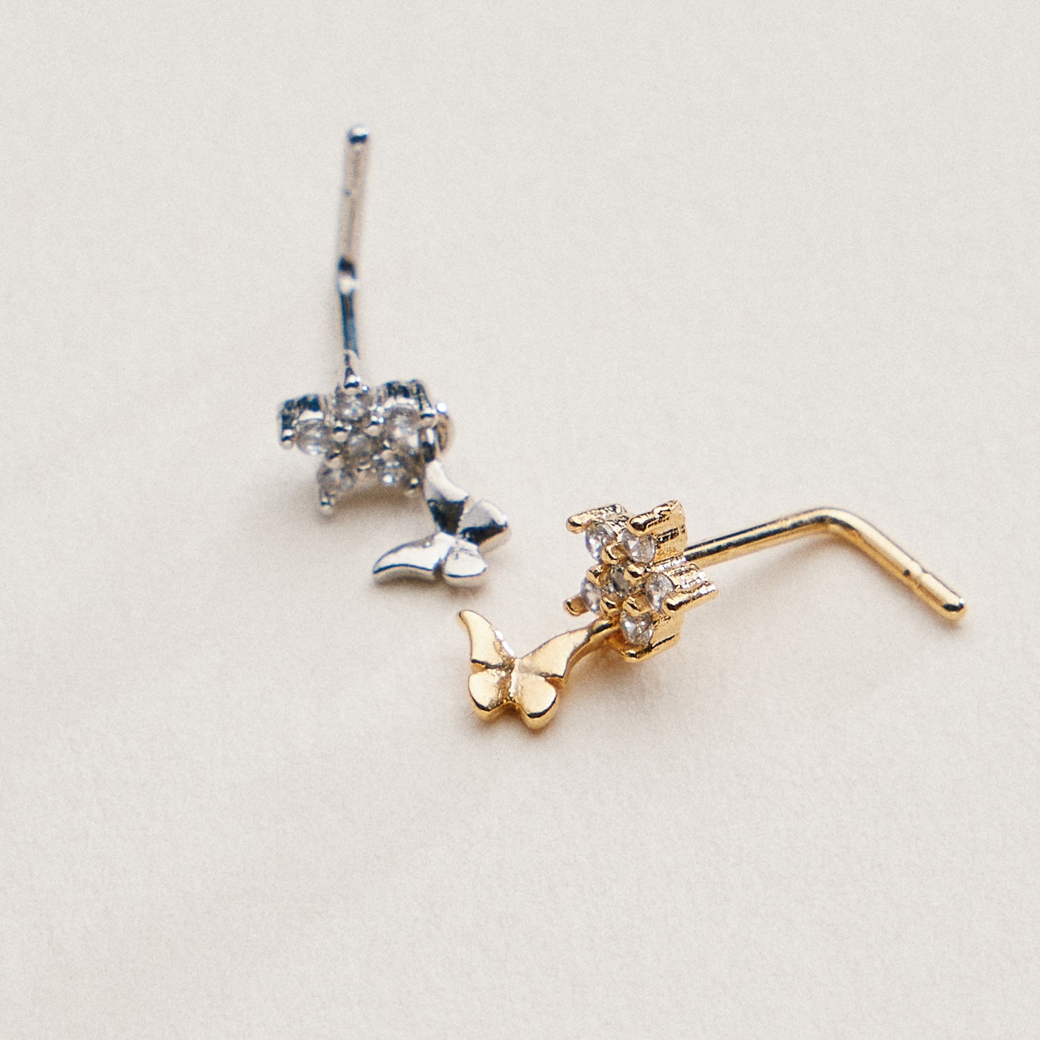 CZ Star Drop Butterfly | Nose Stud
