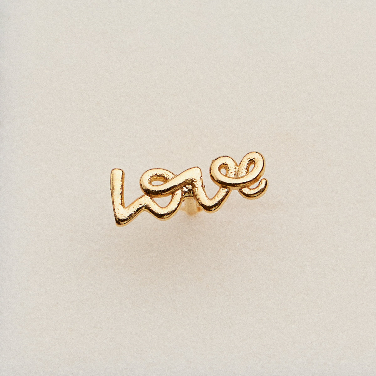 Gold Dipped Love Script Nose Stud | Minimalist Nose Ring