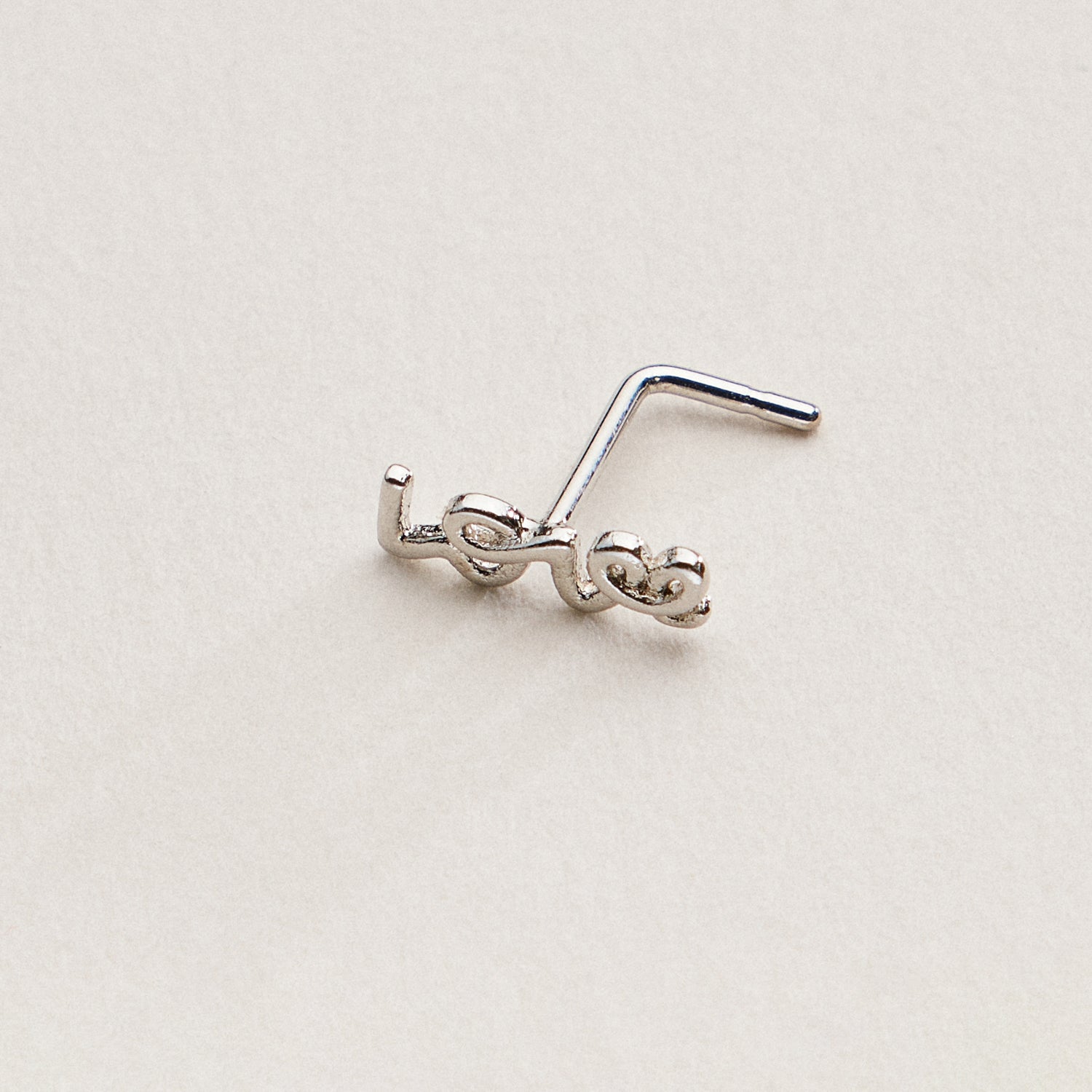 Gold Dipped Love Script Nose Stud | Minimalist Nose Ring