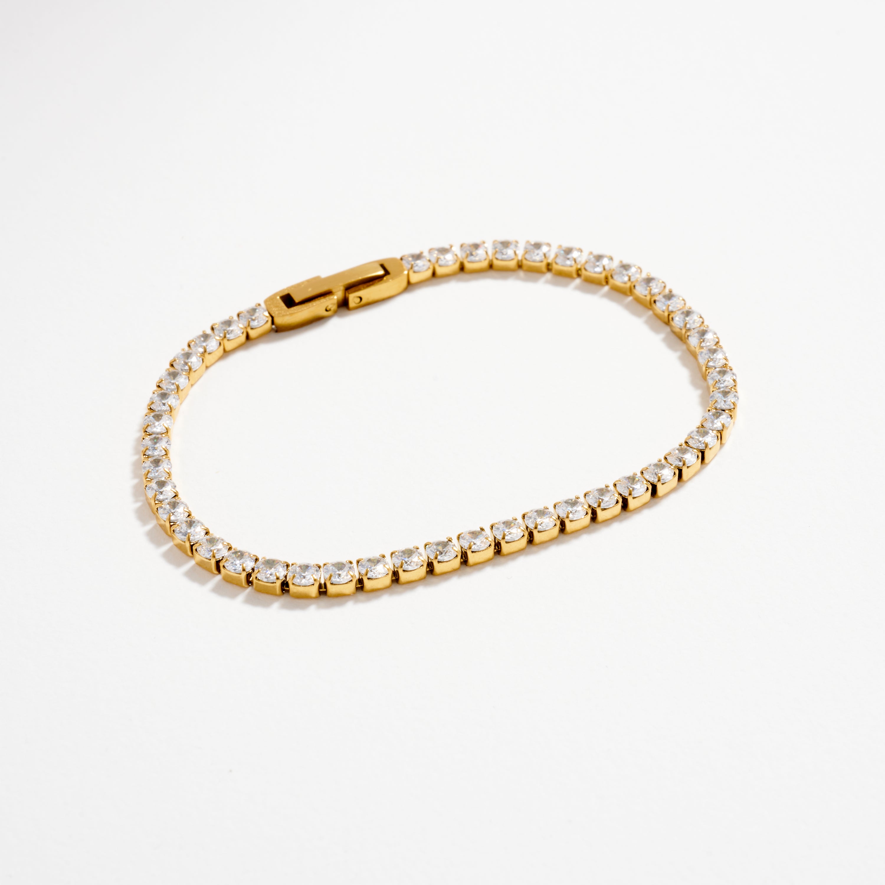 Gold-Tone Multicolor CZ Tennis Bracelet – Dainty Rainbow Crystal Bracelet