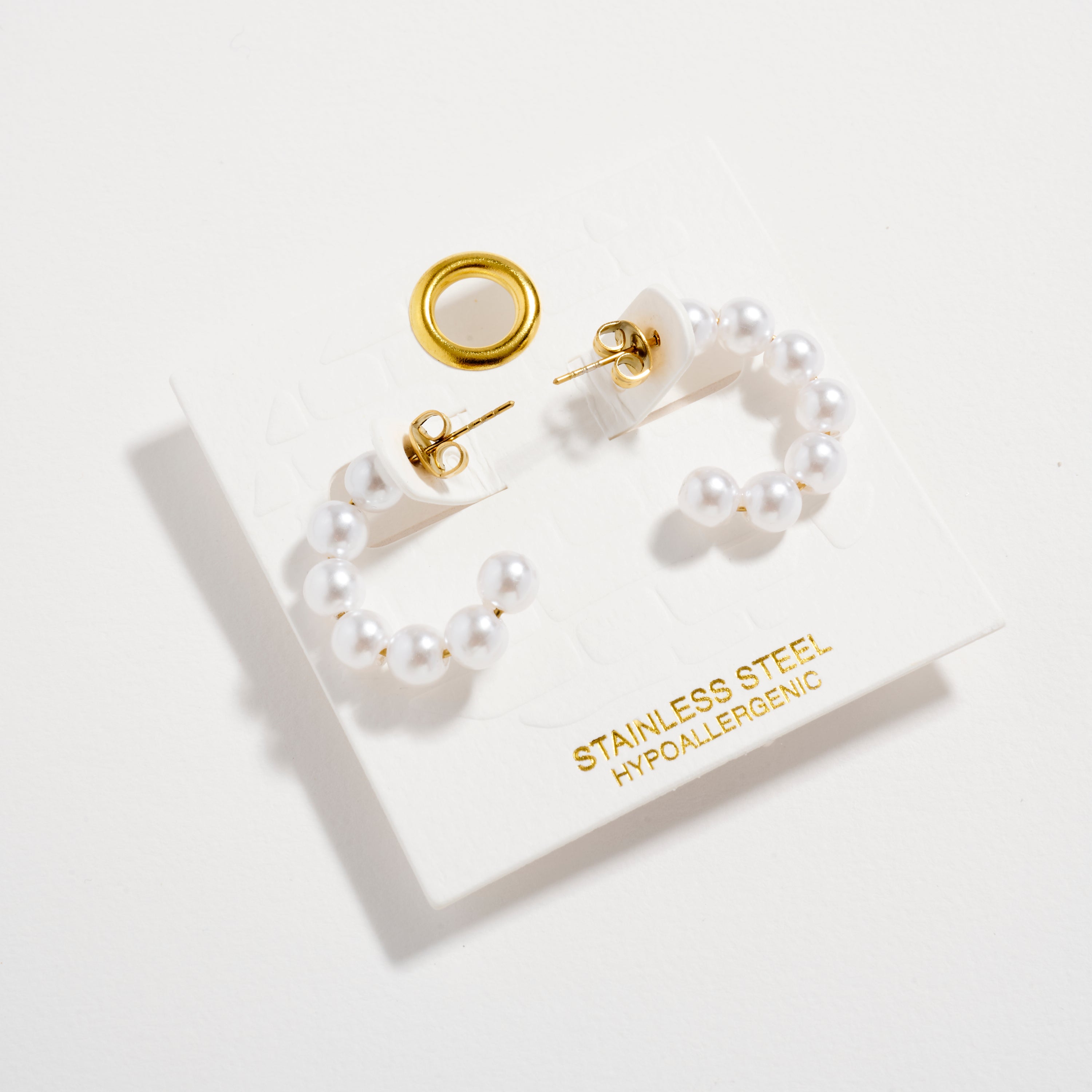 Stainless Steel Pearl Hoop Earrings – Hypoallergenic & Tarnish Free