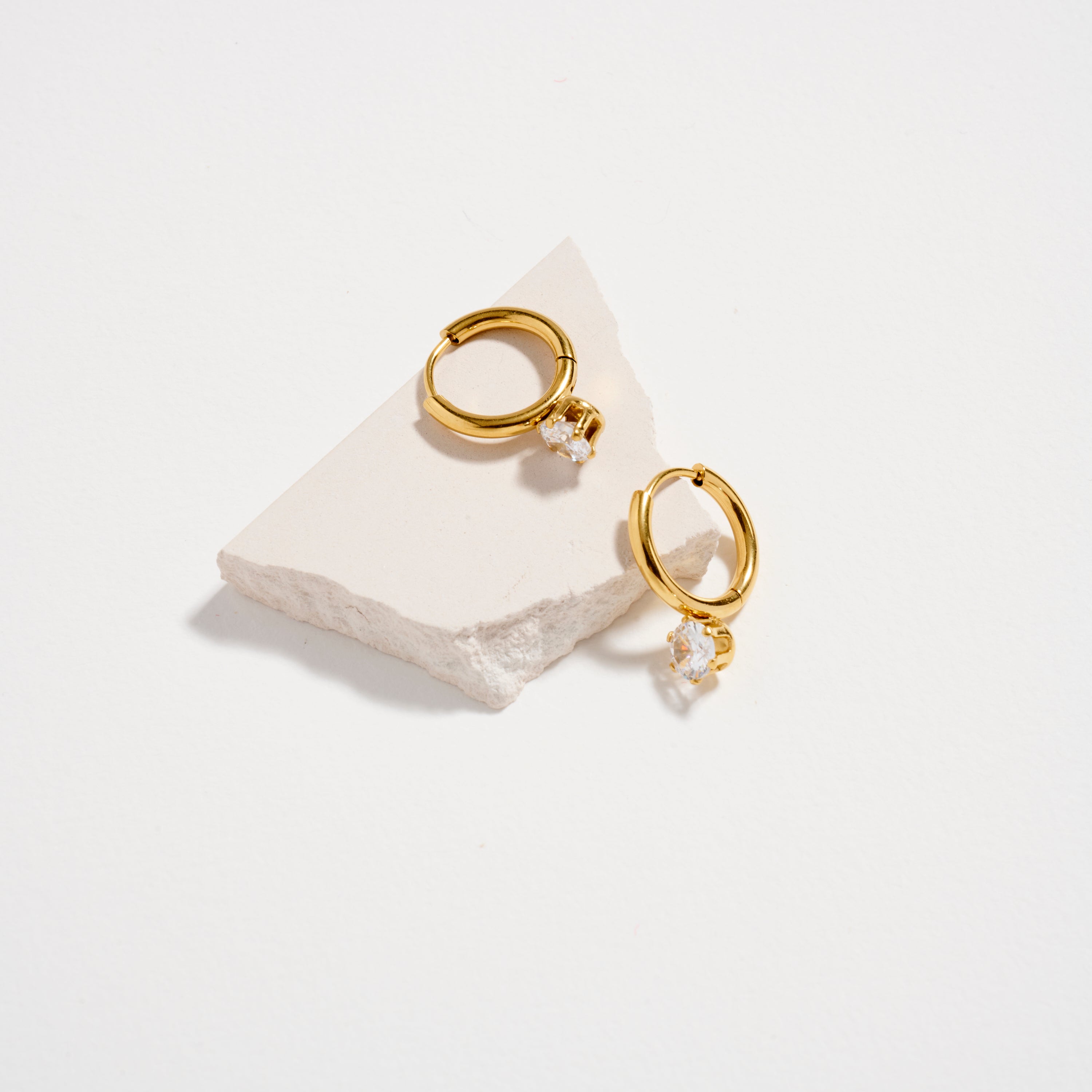 Stainless Steel CZ Drop Hoop Earrings – Hypoallergenic & Tarnish Free