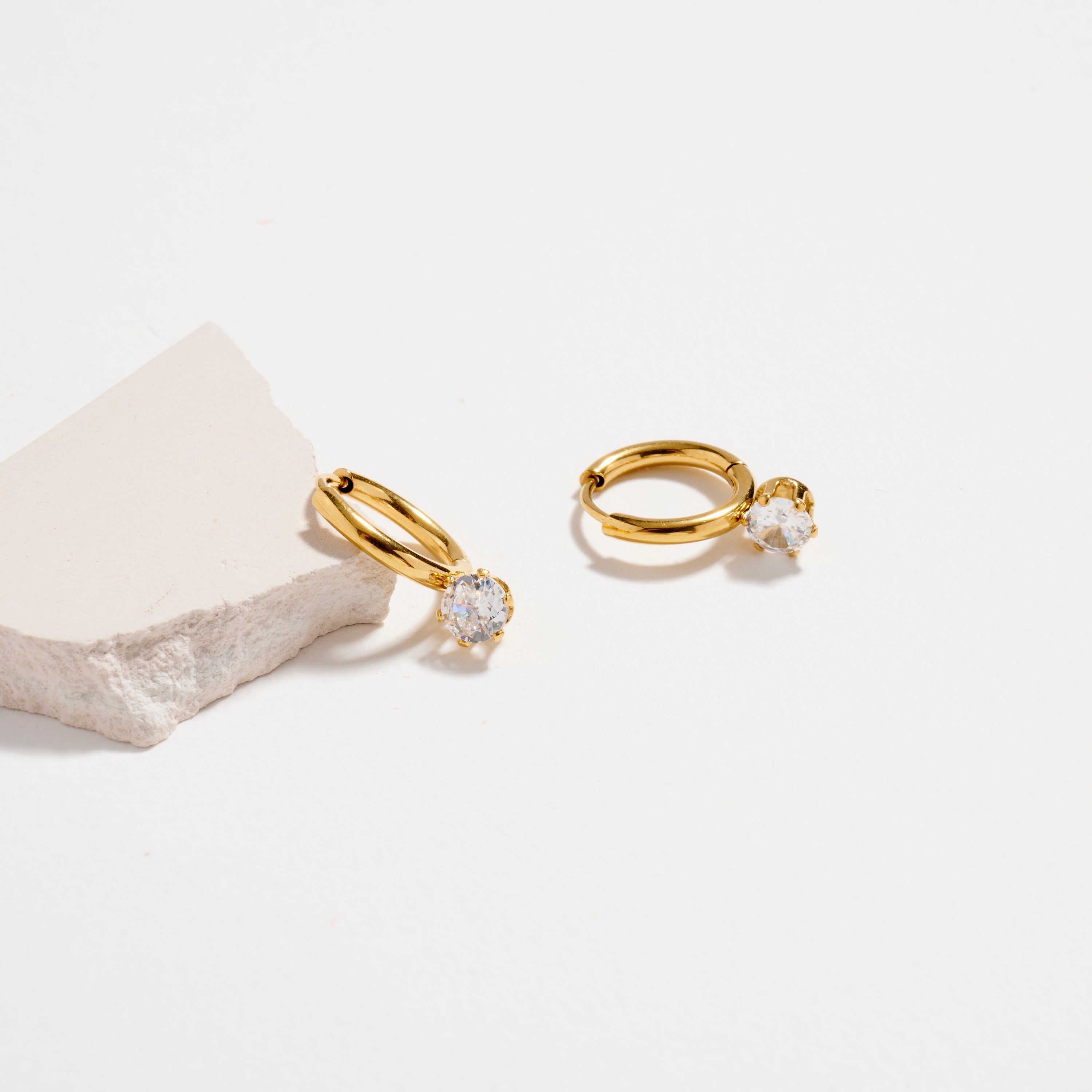 Stainless Steel CZ Drop Hoop Earrings – Hypoallergenic & Tarnish Free