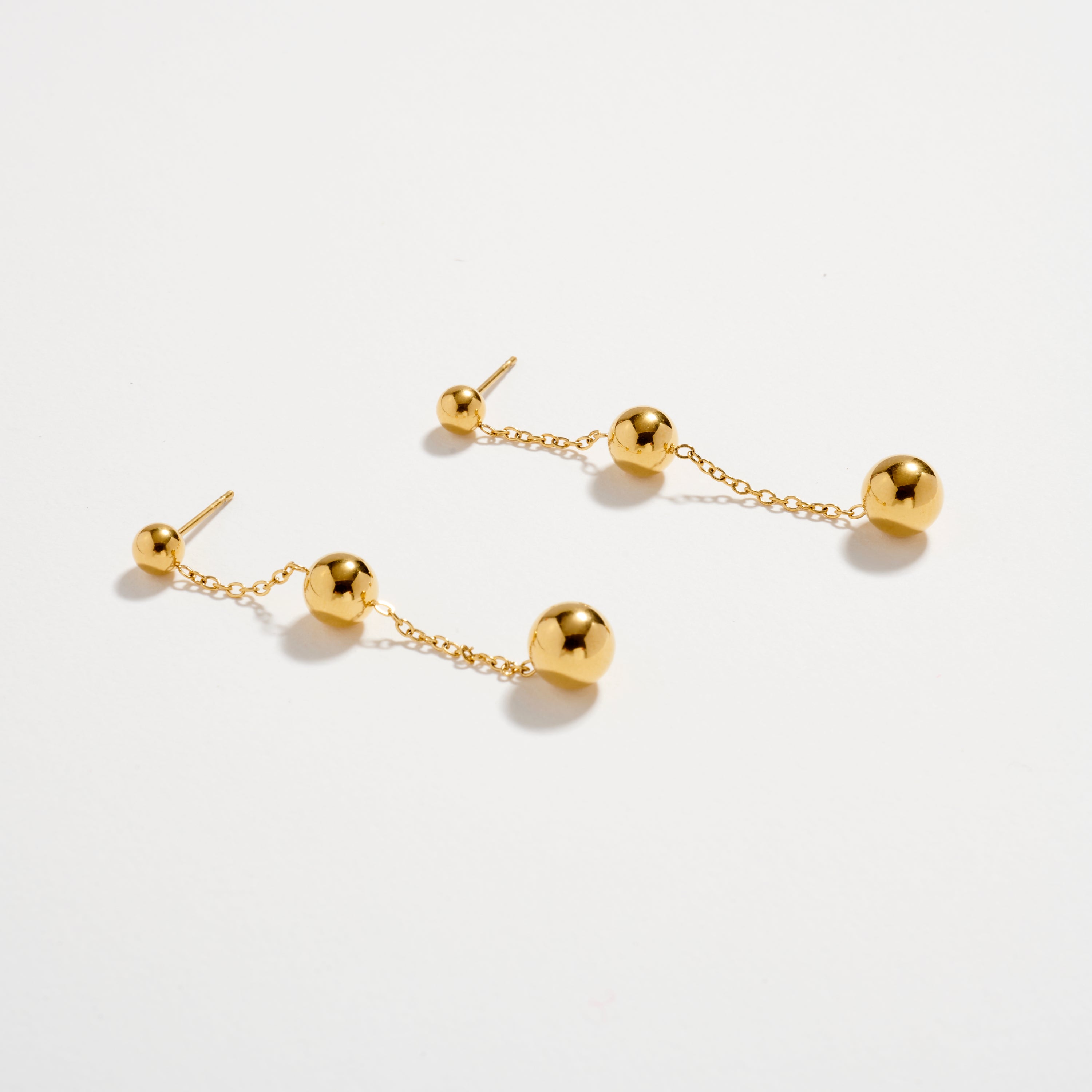 Stainless Steel Triple Ball Drop Earrings – Hypoallergenic & Tarnish Free