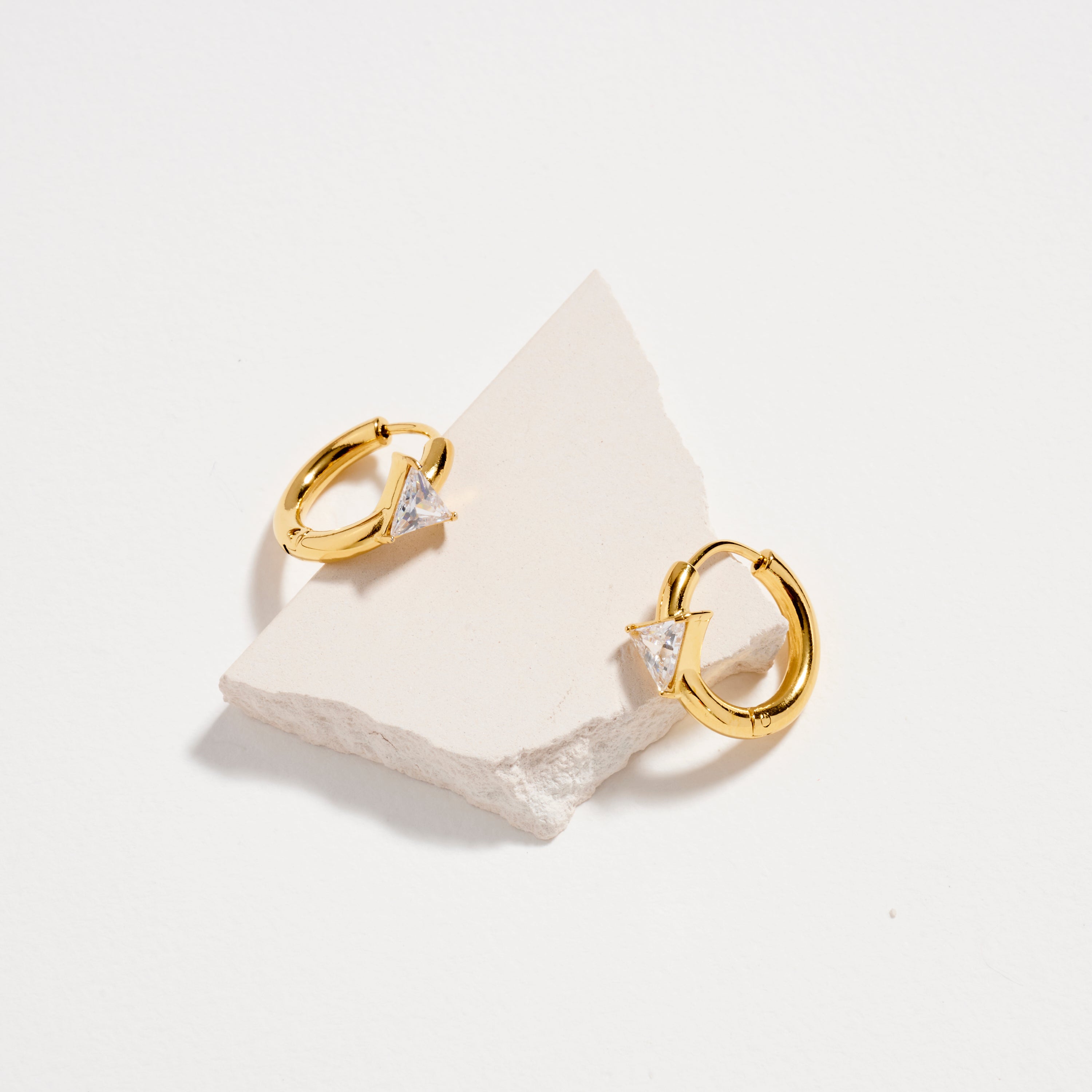 Stainless Steel CZ Stone Hoop Earrings – Hypoallergenic & Tarnish Free (3 Shapes)