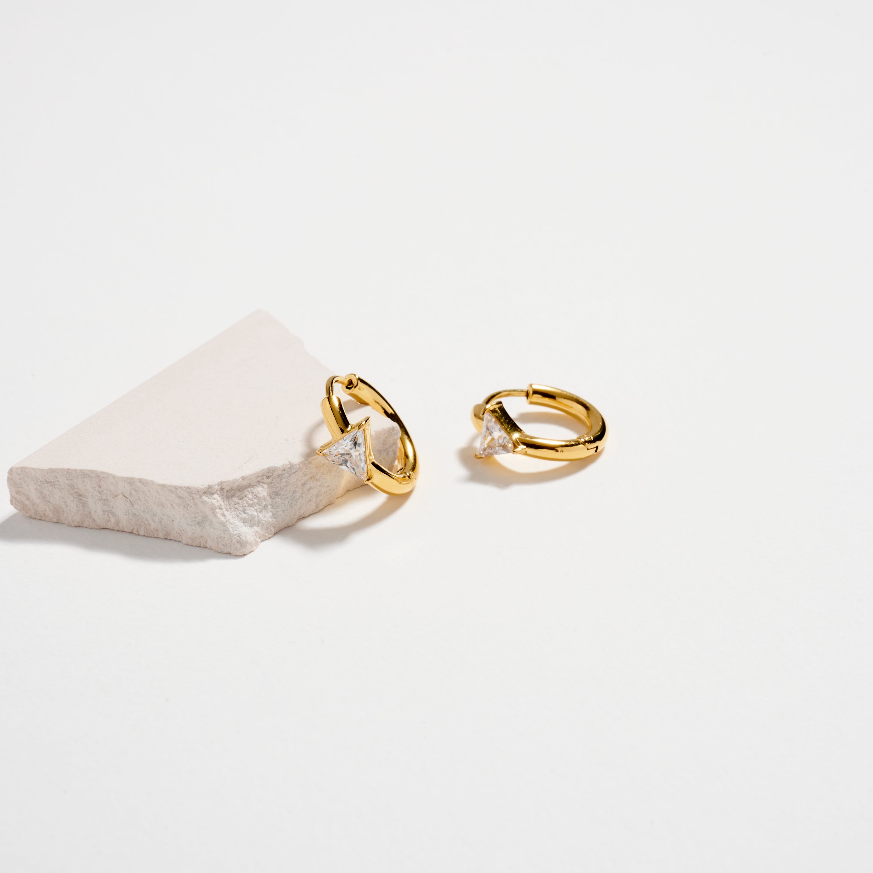 Stainless Steel CZ Stone Hoop Earrings – Hypoallergenic & Tarnish Free (3 Shapes)