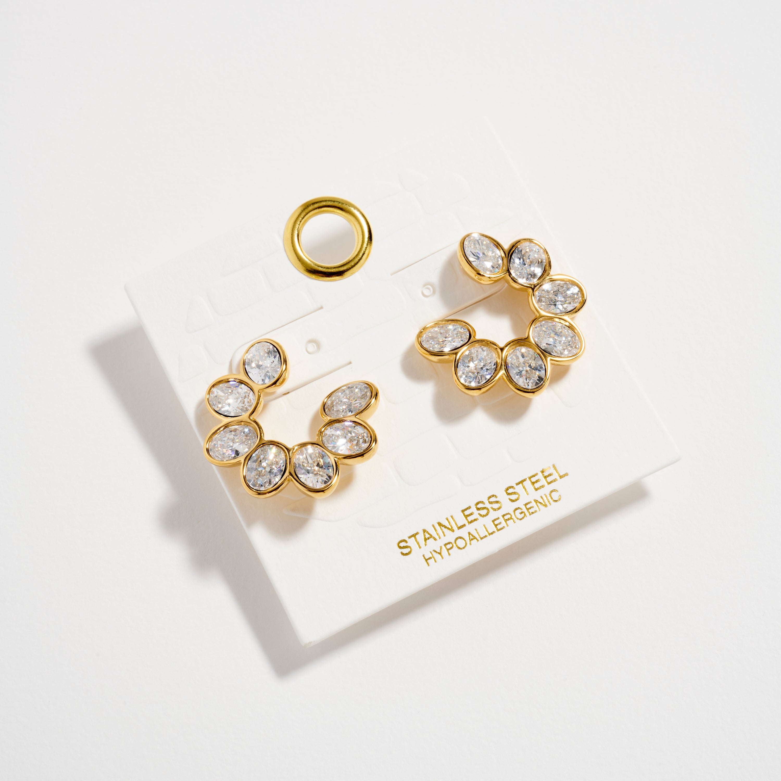 Stainless Steel Marquise CZ Cluster Hoop Earrings – Hypoallergenic & Tarnish Free