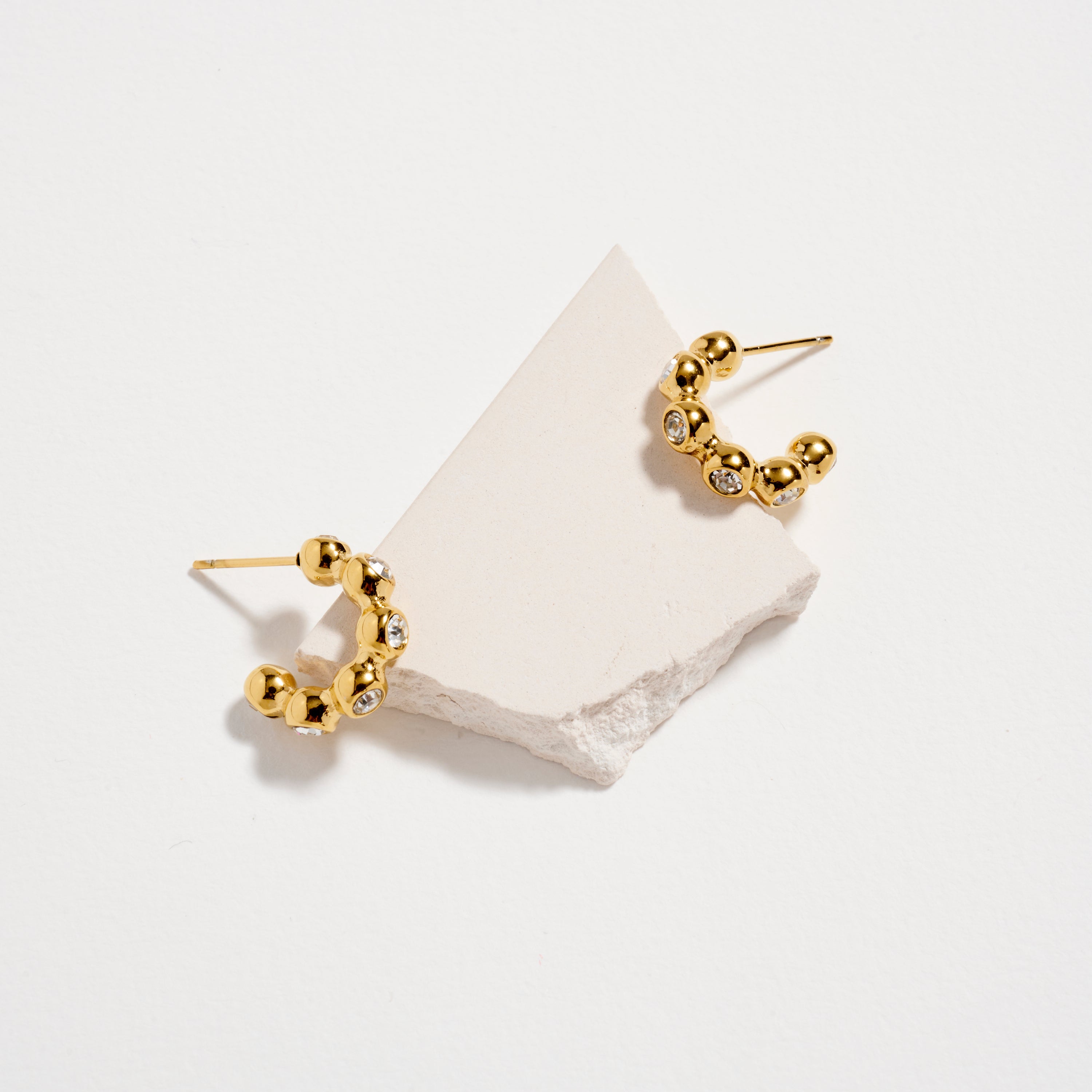 Stainless Steel Beaded CZ Hoop Earrings – Hypoallergenic & Tarnish Free - Frem