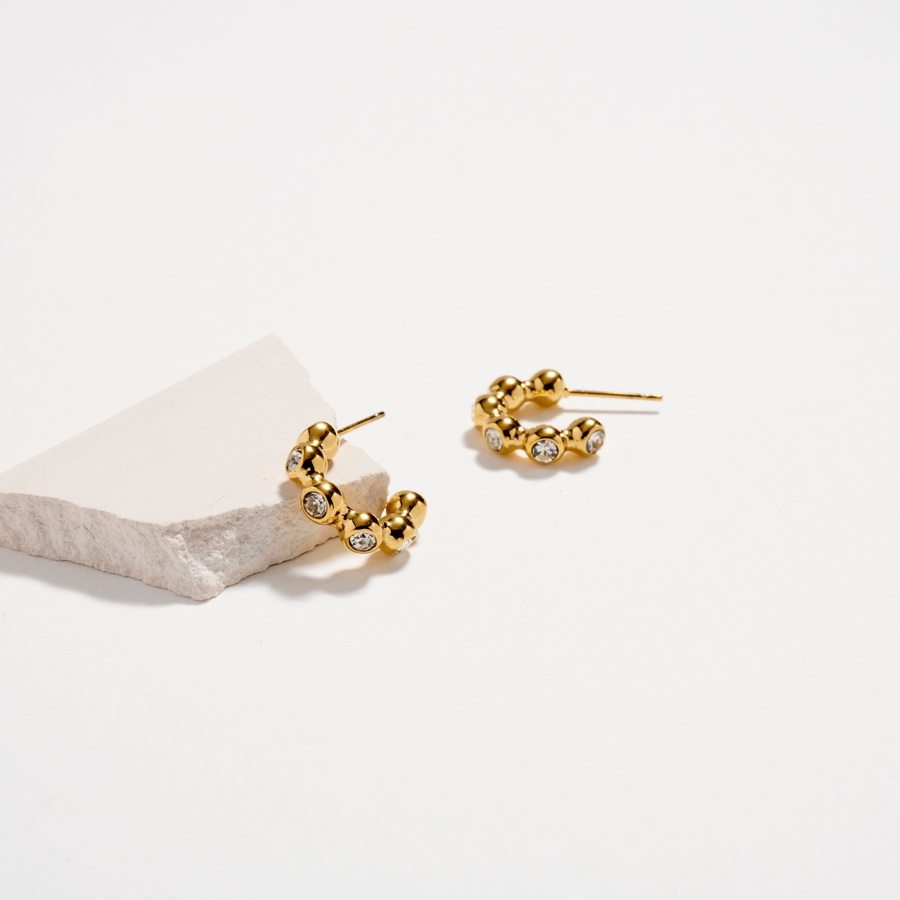 Stainless Steel Beaded CZ Hoop Earrings – Hypoallergenic & Tarnish Free - Frem
