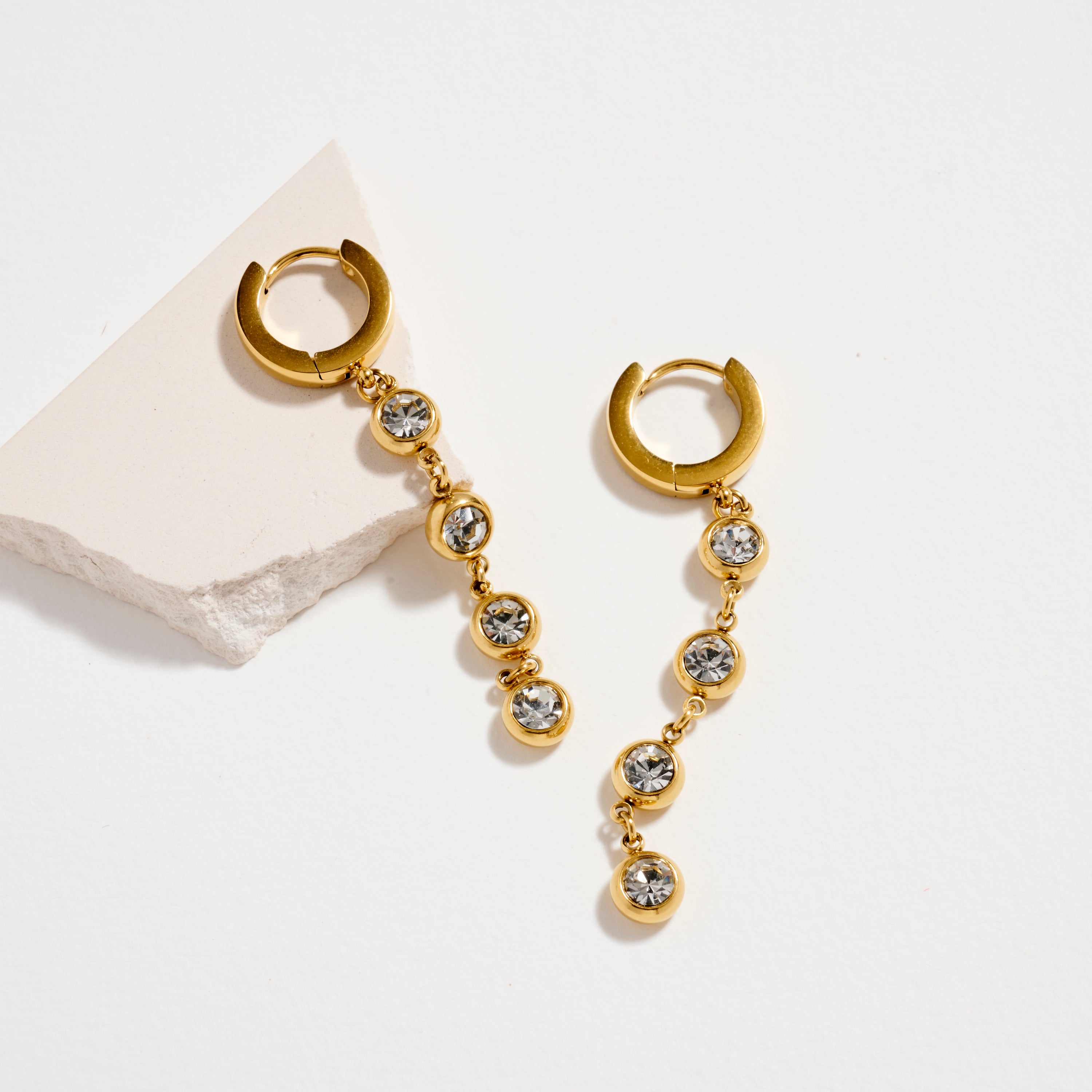 Stainless Steel CZ Drop Hoop Earrings – Hypoallergenic & Tarnish Resistant