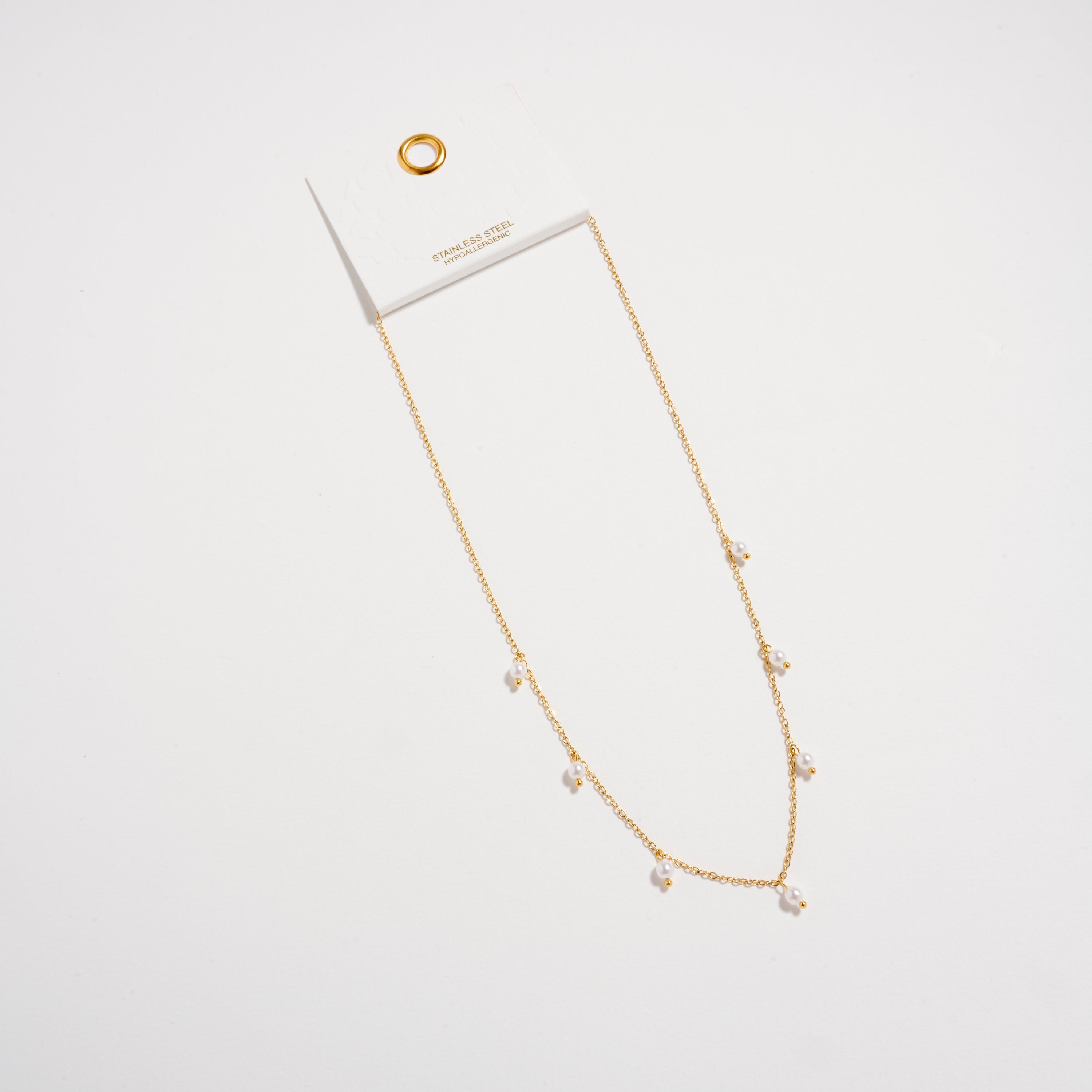 Stainless Steel Dainty Pearl Drop Necklace – Hypoallergenic & Tarnish Resistant