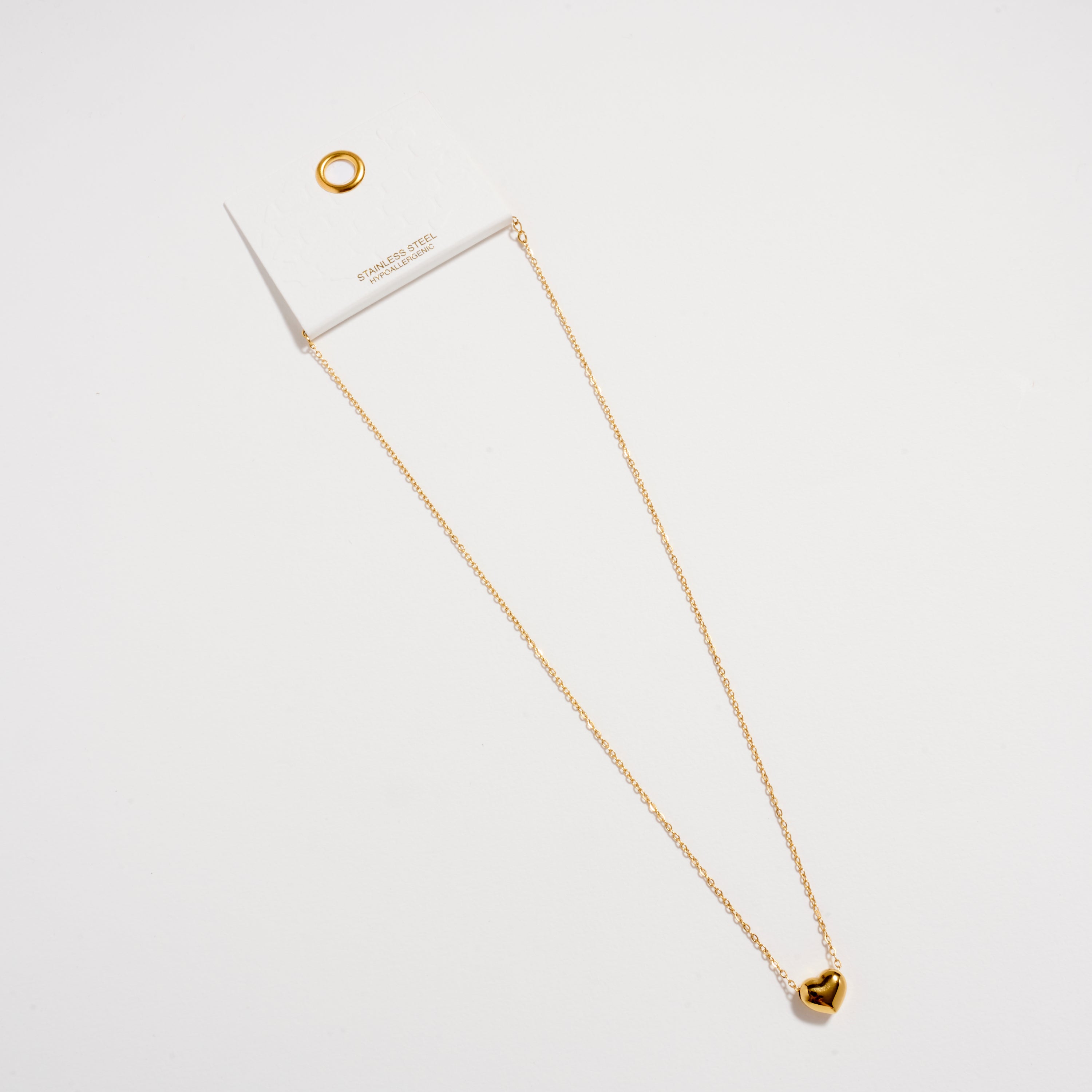 Gold Heart Necklace – Dainty Stainless Steel Pendant