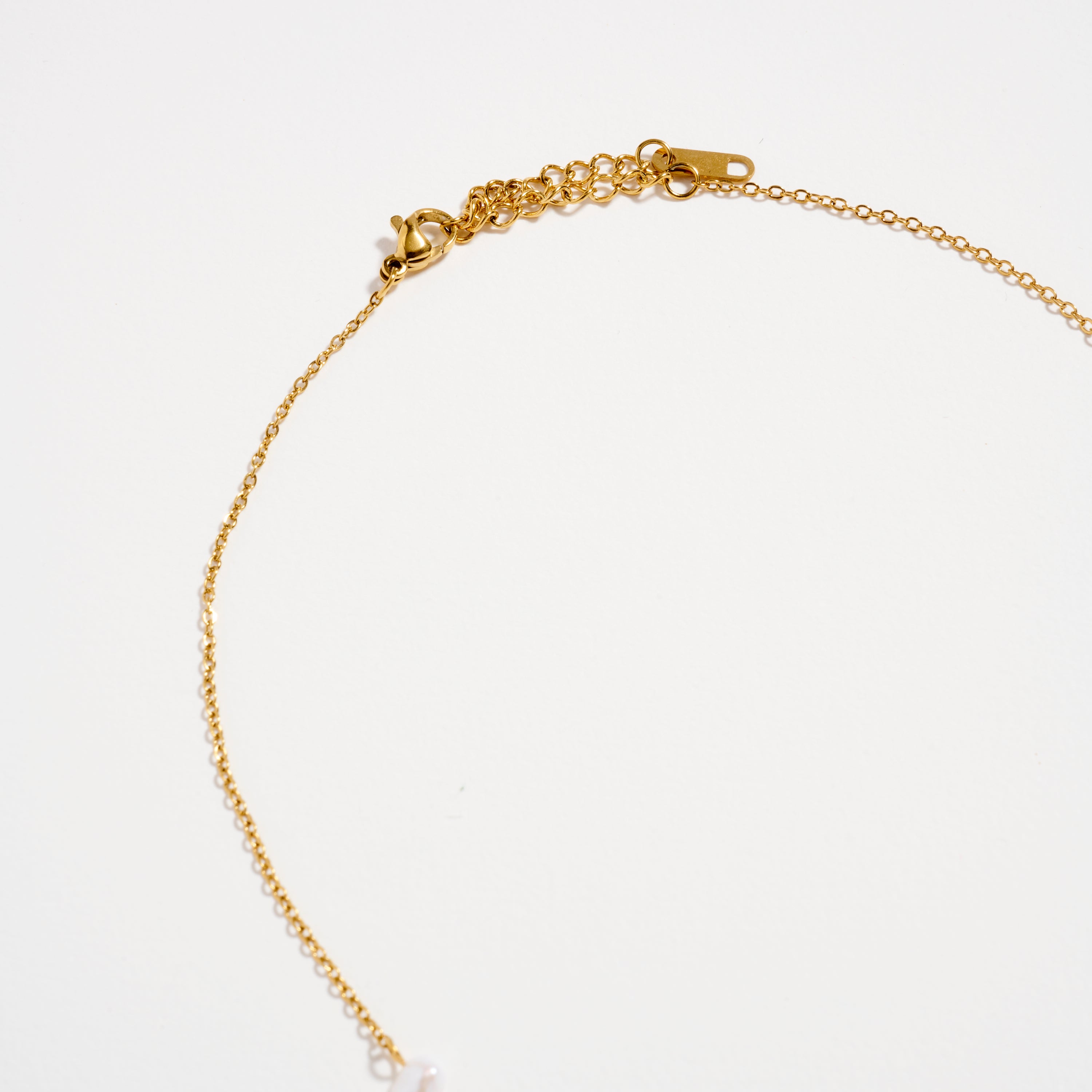 Gold Pearl Station Necklace – Dainty Freshwater Chain