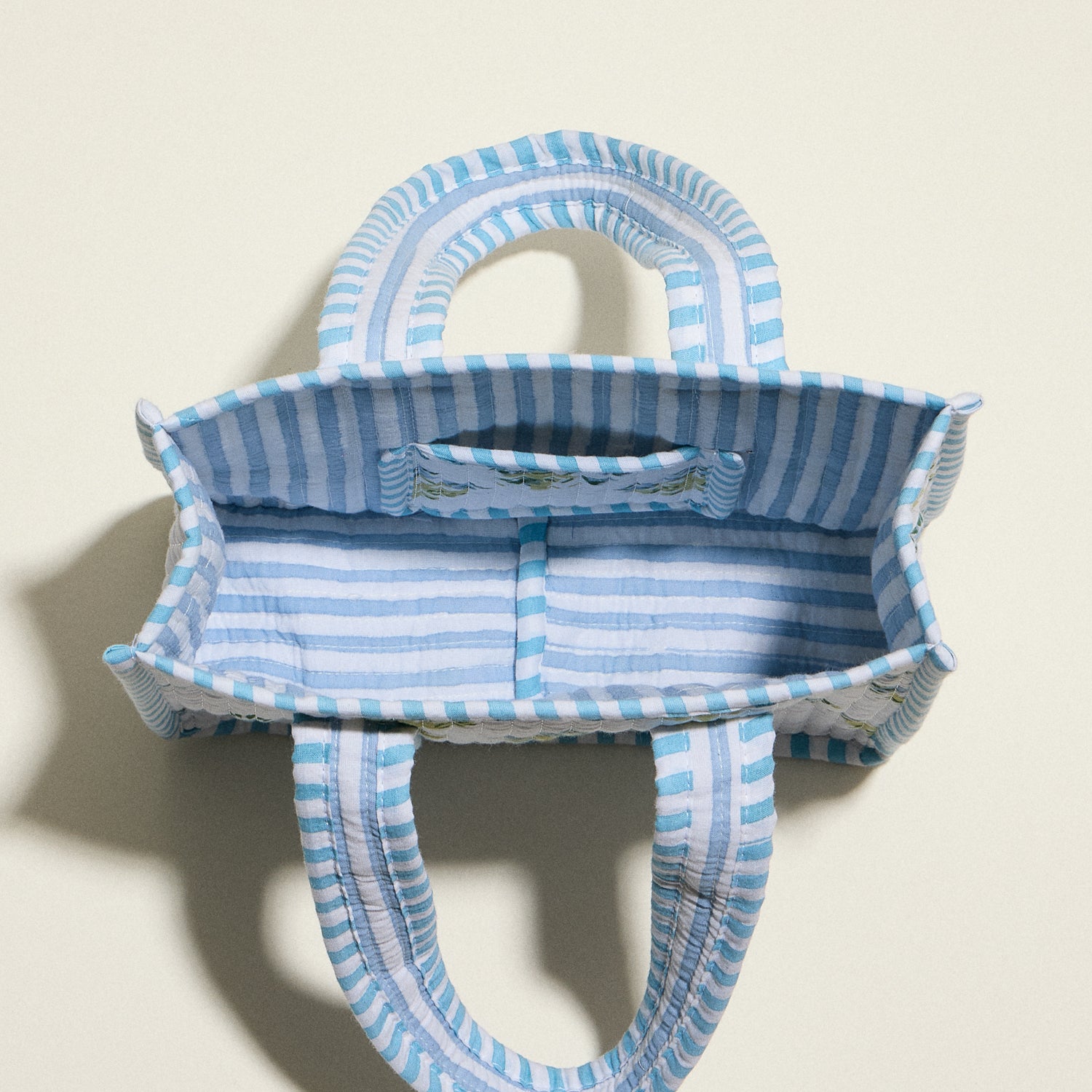 Blue Floral Quilted Mini Tote Bag – Soft Fabric Everyday Carry Handbag