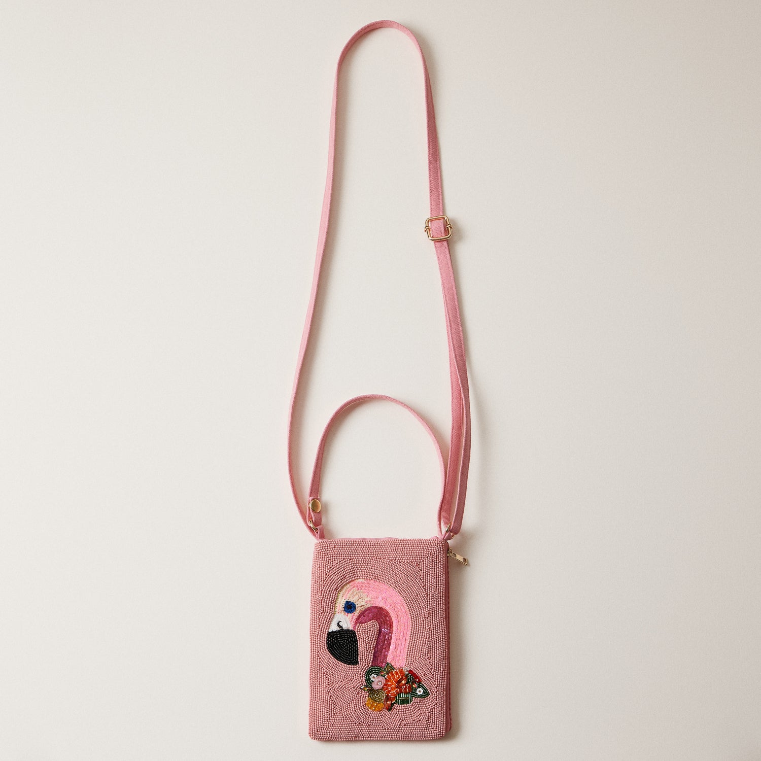 Seed Beaded Tropical Crossbody Phone Bag | Multifunctional Zipper Bag