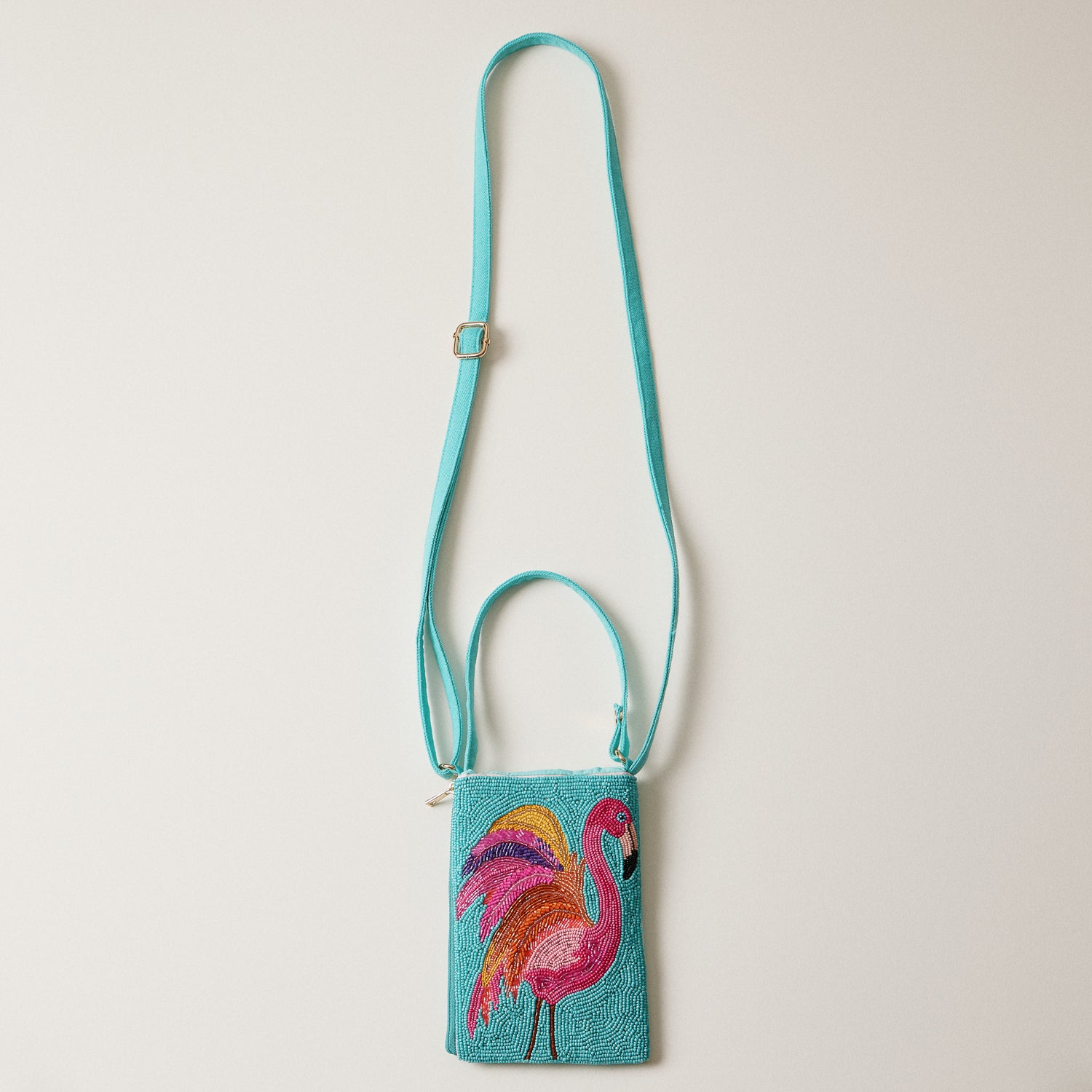 Seed Beaded Tropical Crossbody Phone Bag | Multifunctional Zipper Bag