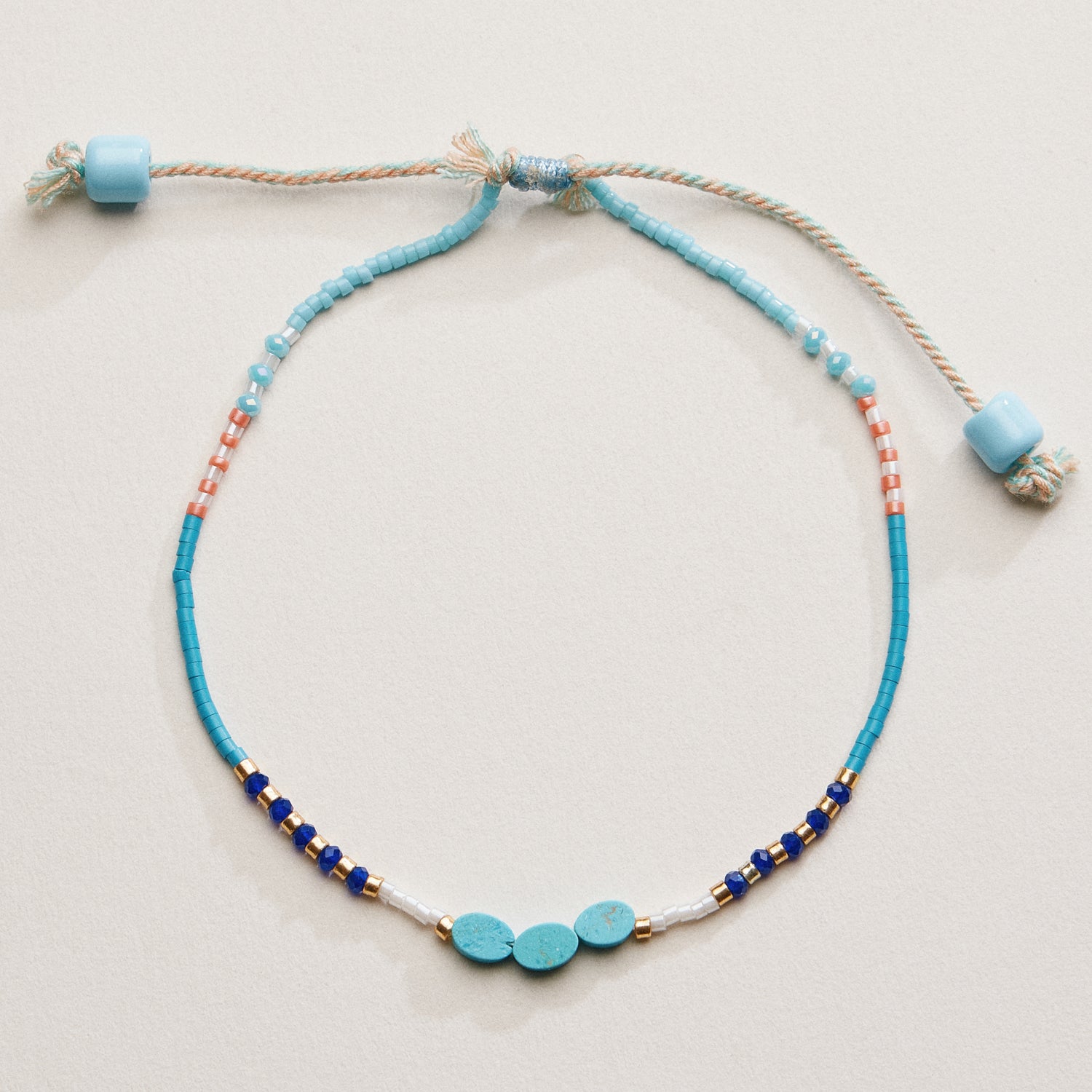 Beaded Adjustable Cord Anklet | Minimal Style